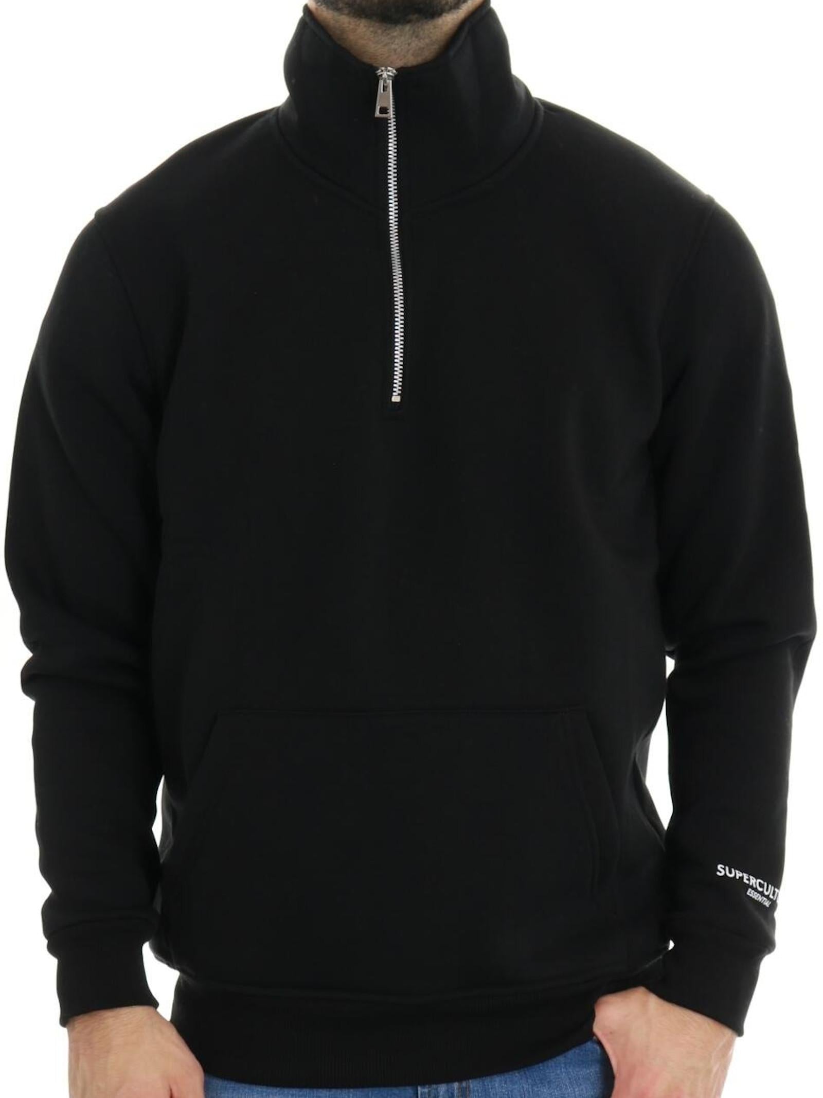Felpa SUPERCULTURE Nero mezza zip