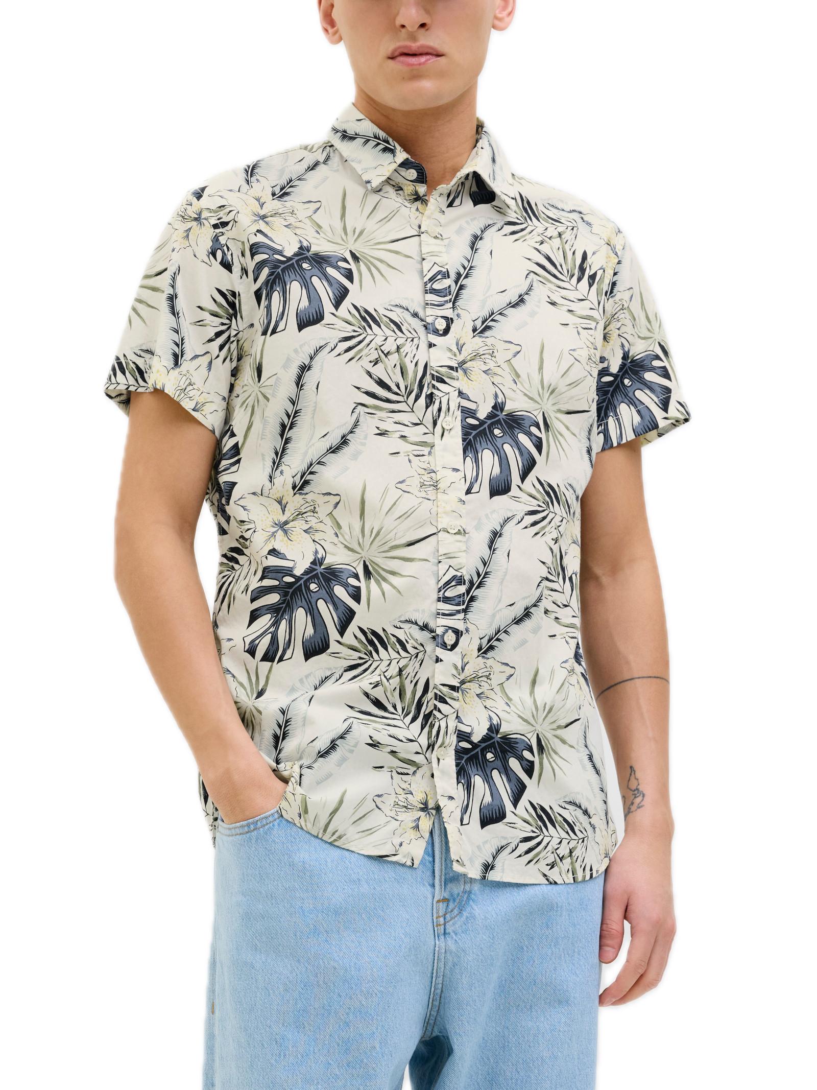 Camicia Jack & Jones Hawaii Bianco con stampa floreale 12269137 /Cloud Dancer JACK & JONES