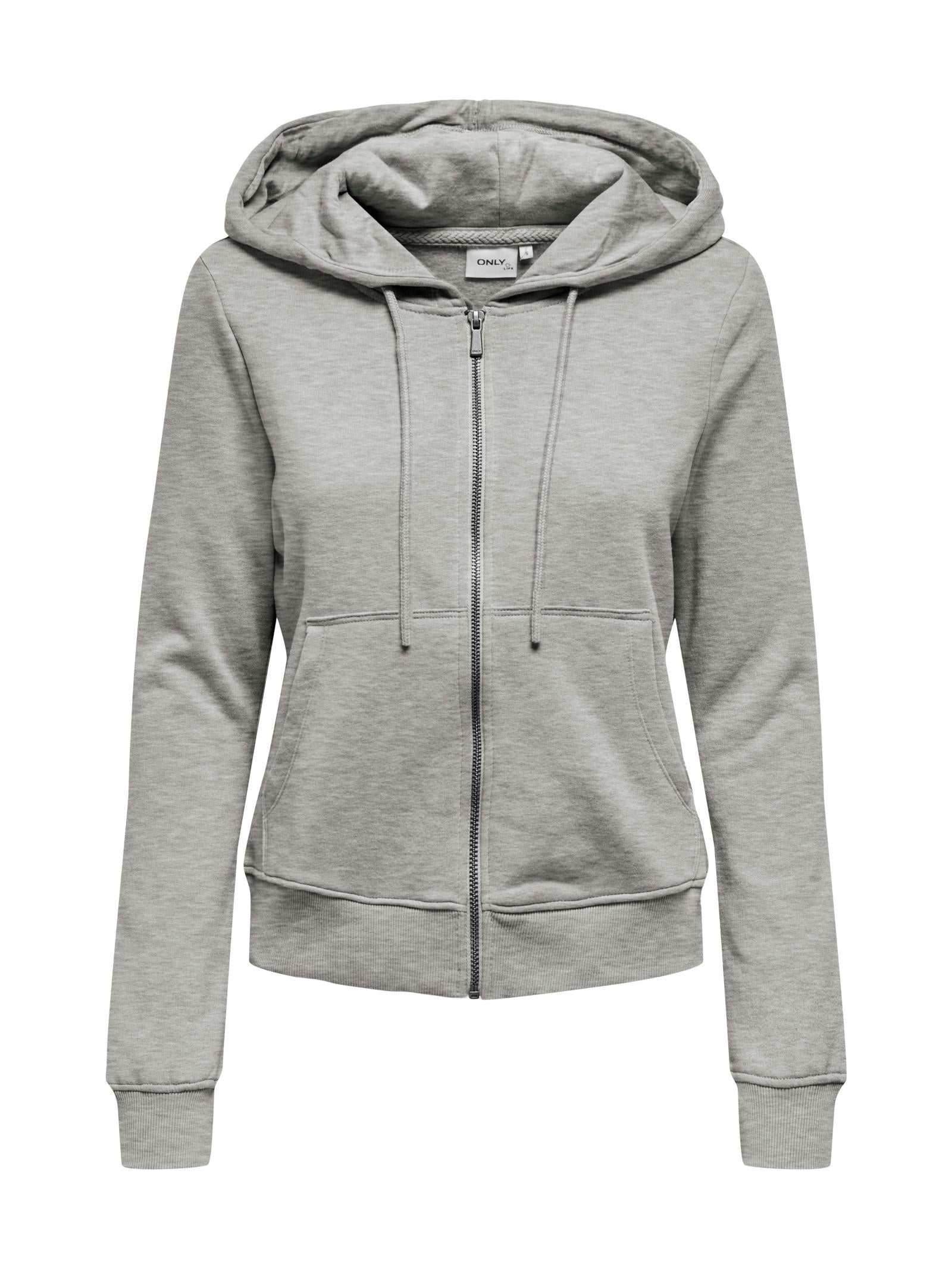 Felpa Only Best Grigio con cappuccio e zip 15360869 /Light Grey Melange ONLY
