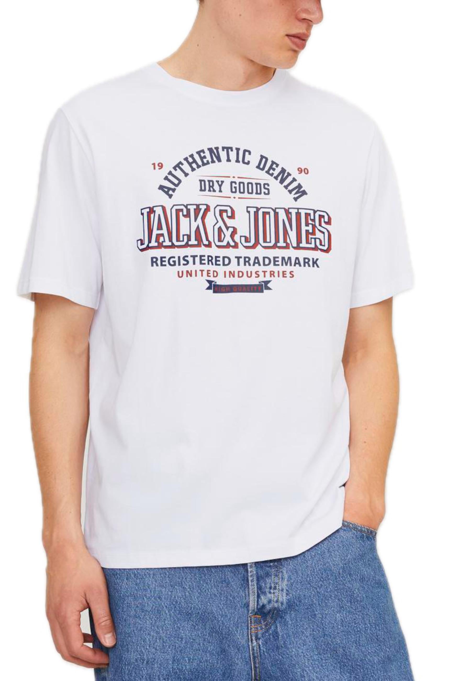 T-Shirt Jack & Jones Bianco manica corta 12254862 /White JACK & JONES