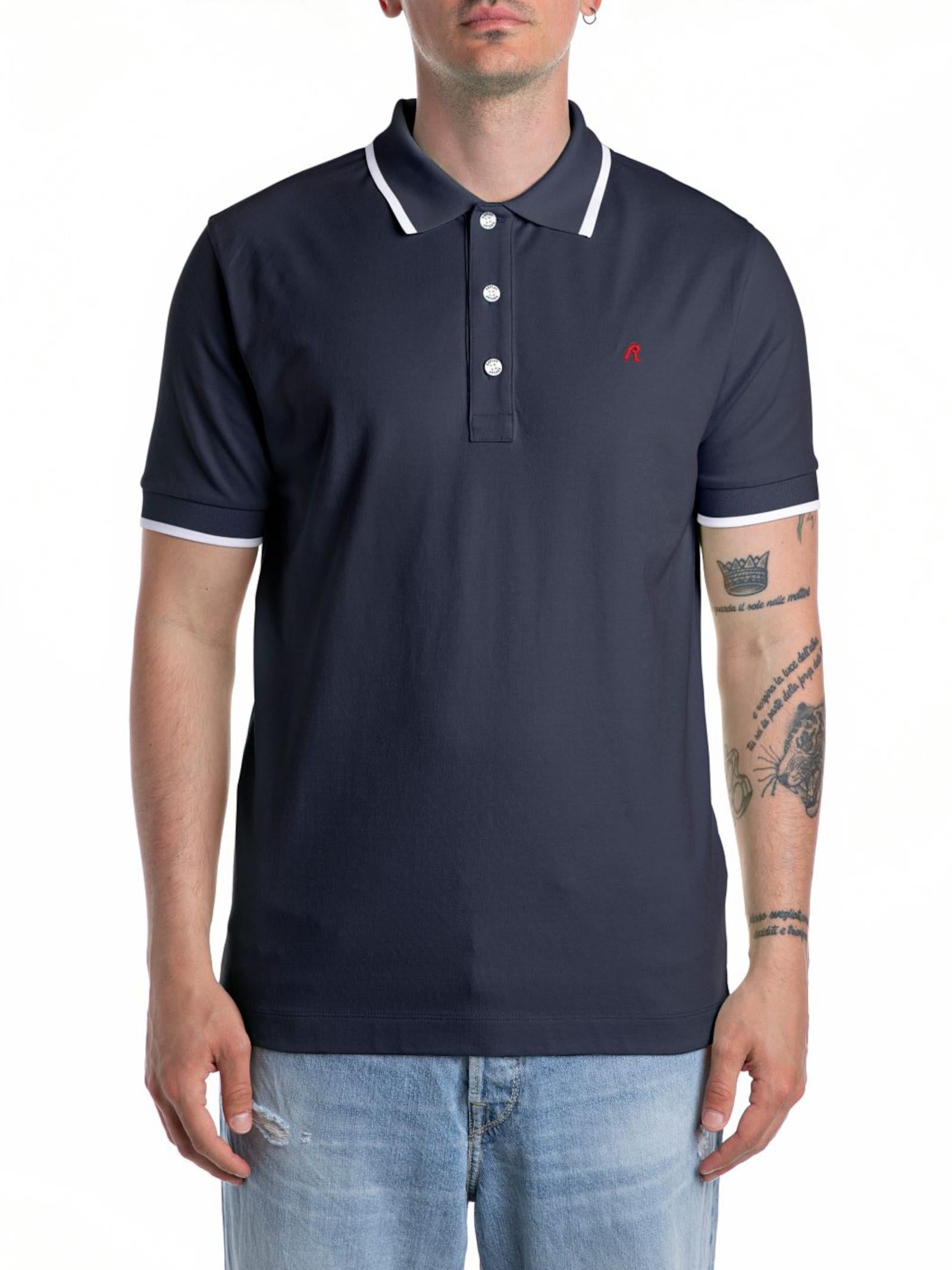 Polo Replay Blu con bordini colorati M6892A 970 REPLAY