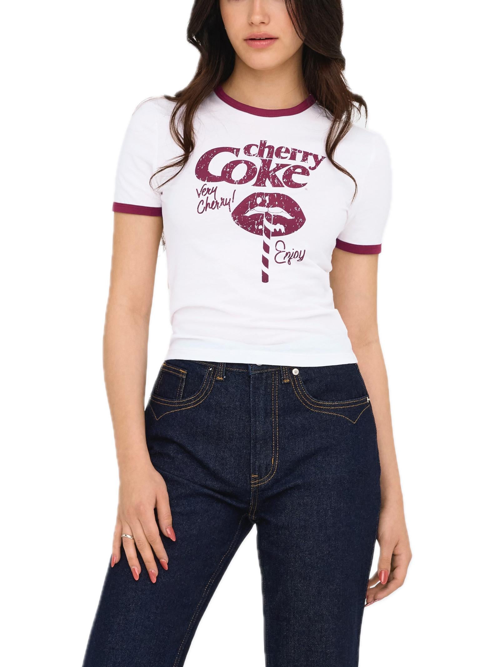 T-shirt Only Coca Cola Bianco maniche corte 15355835 /Cherry Cloud Dancer ONLY