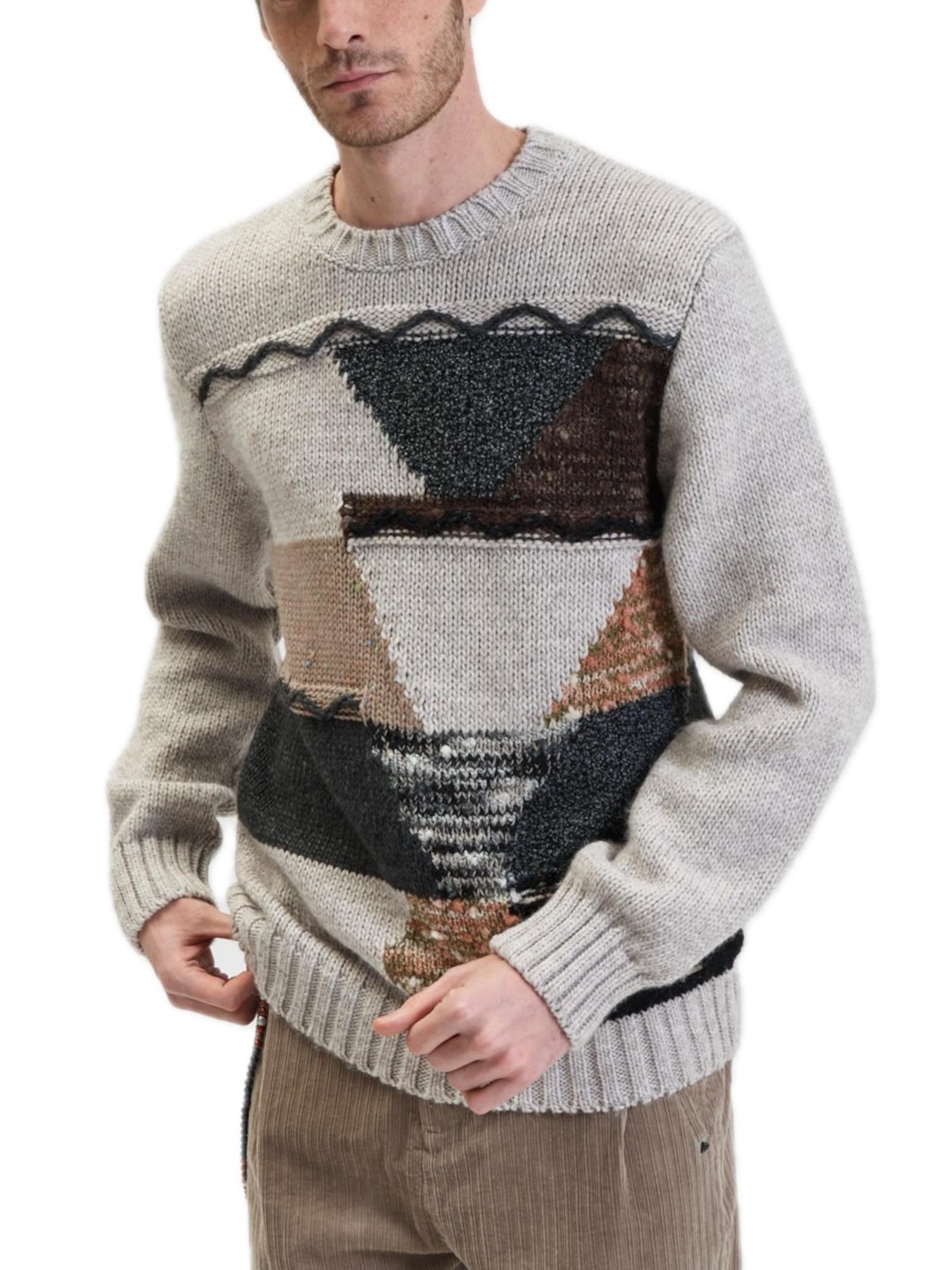 Maglia Uomo Beige girocollo