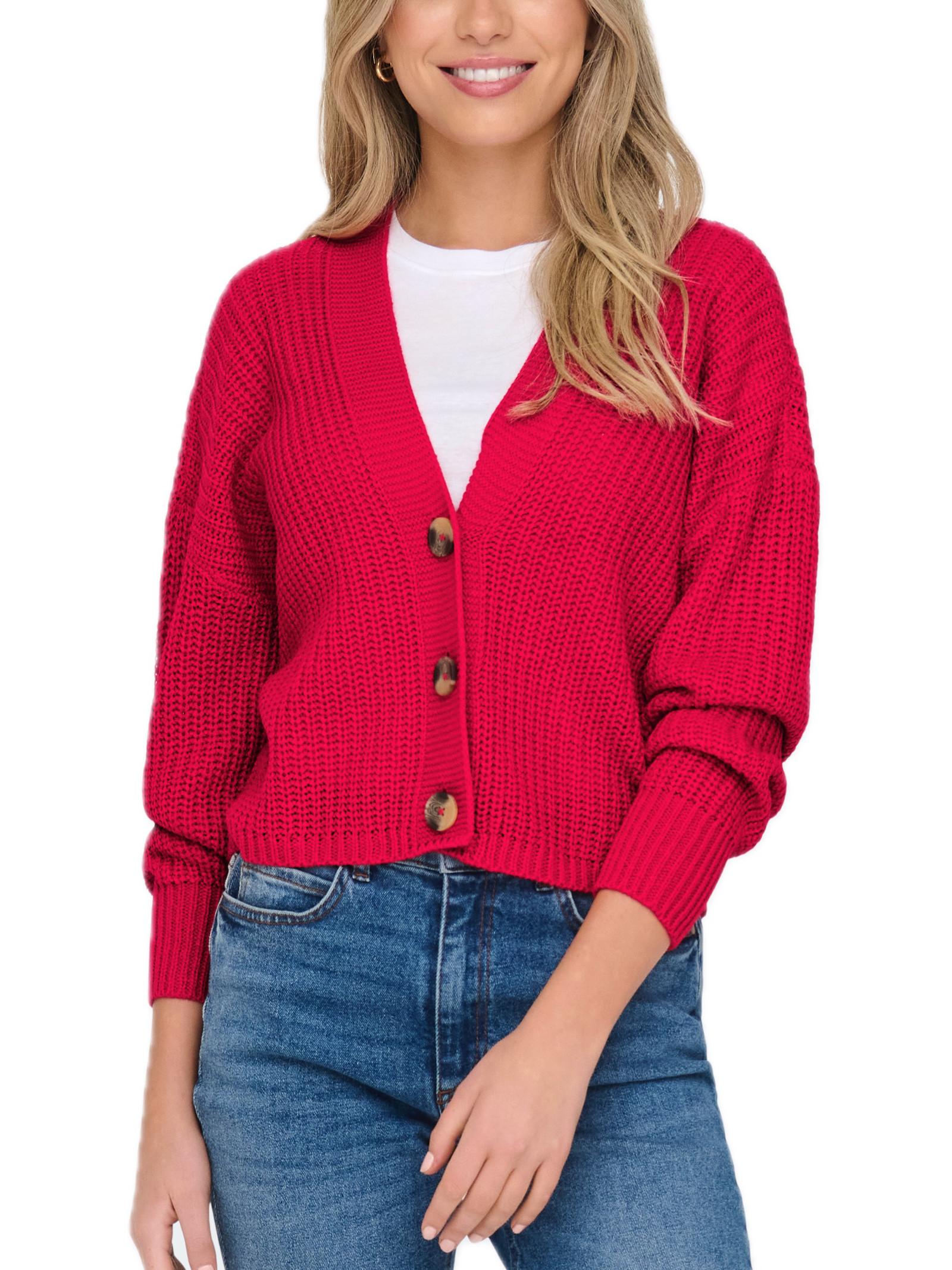 Cardigan Only Rosso Carol scollo a V 15211521 /Ski Patrol ONLY