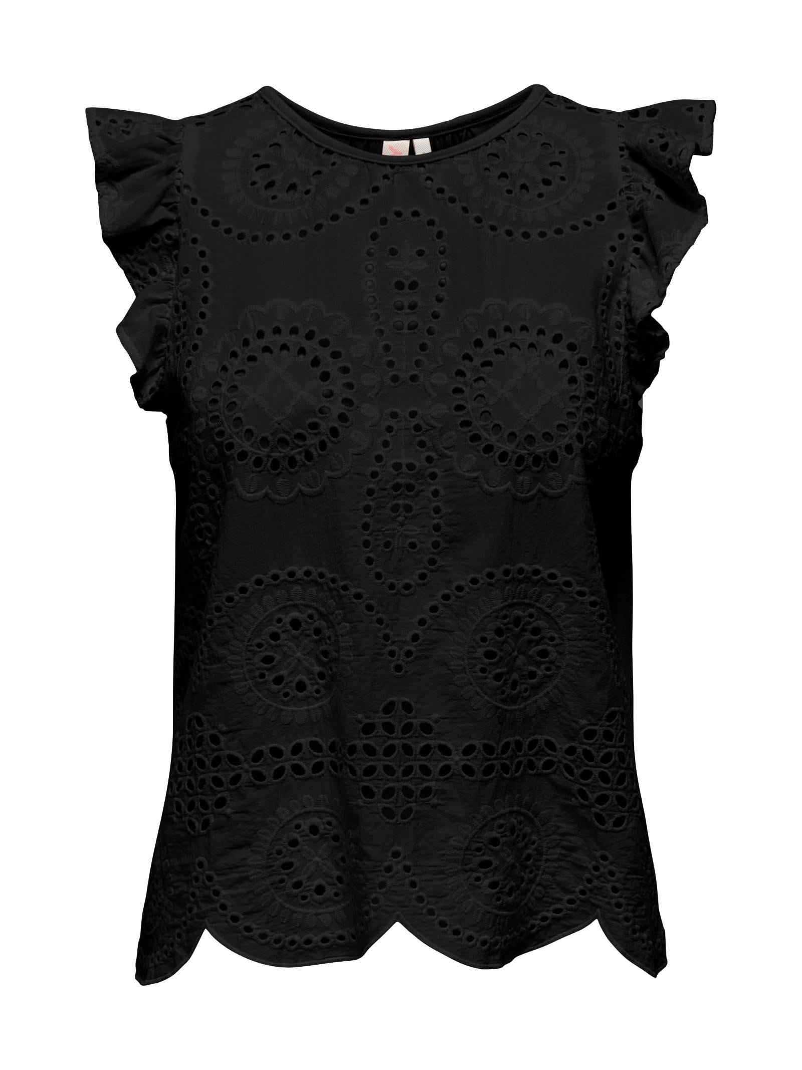 T-shirt Only Nero Marga con volant 15319153 /Black ONLY