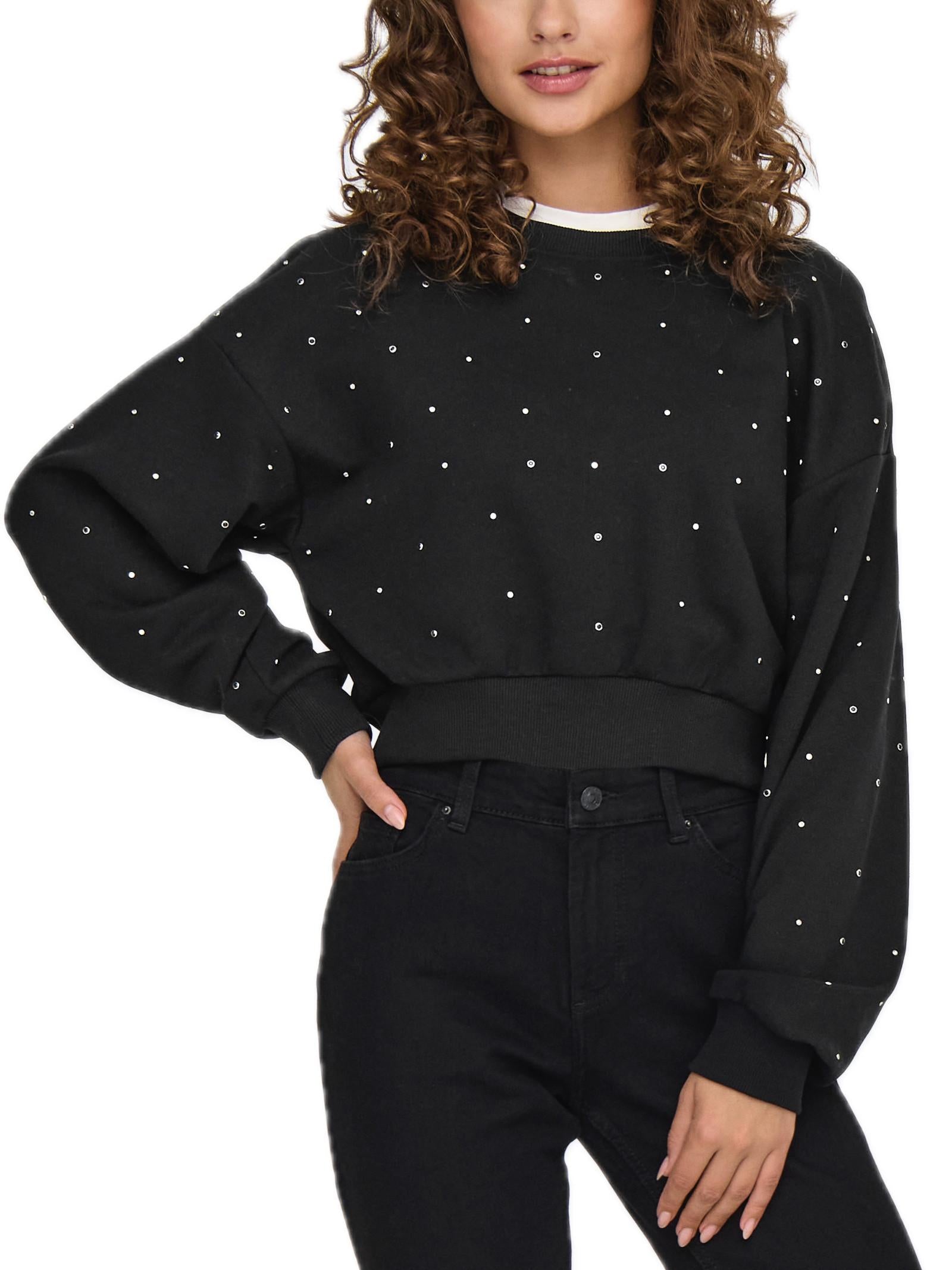 Felpa Only Nera Globe con glitter 15342983 /Black ONLY