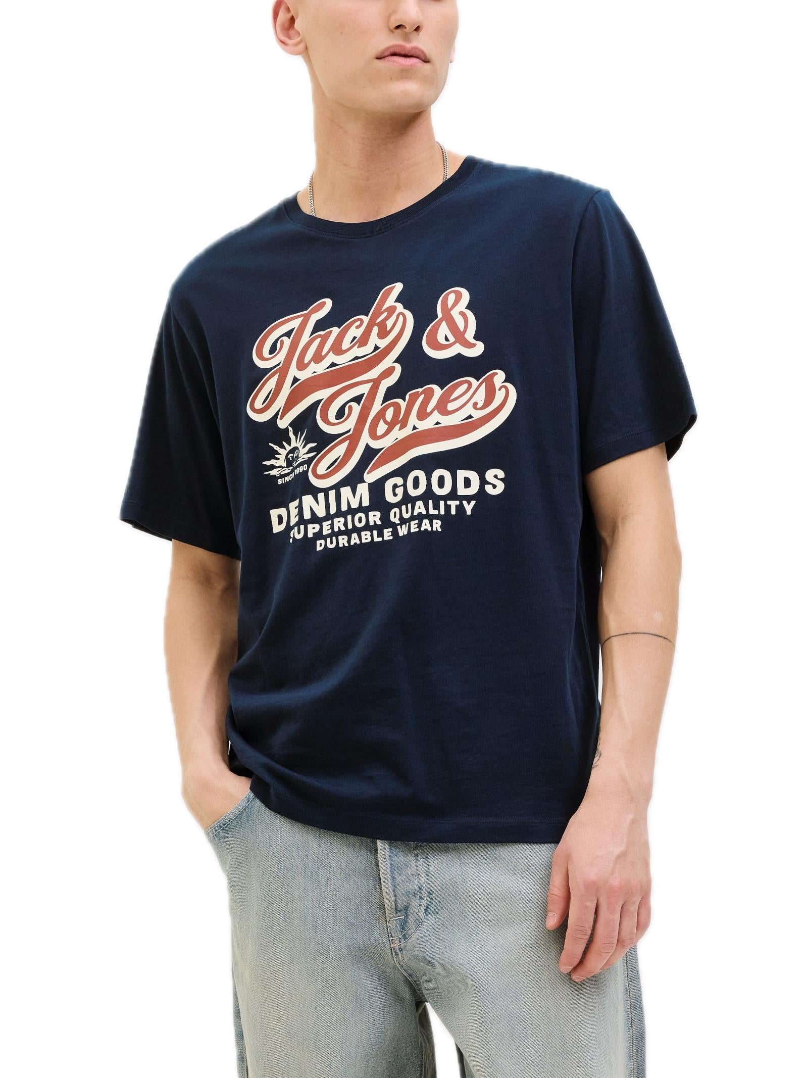 T-shirt Jack & Jones Logo Blu girocollo 12279535 /Sky Captain JACK & JONES