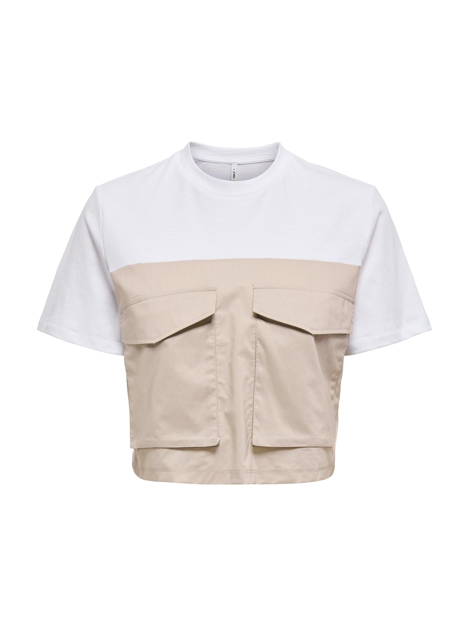 T-shirt Only Bianco Beige Dara taschini 15346594 /Gray Cloud Dancer ONLY