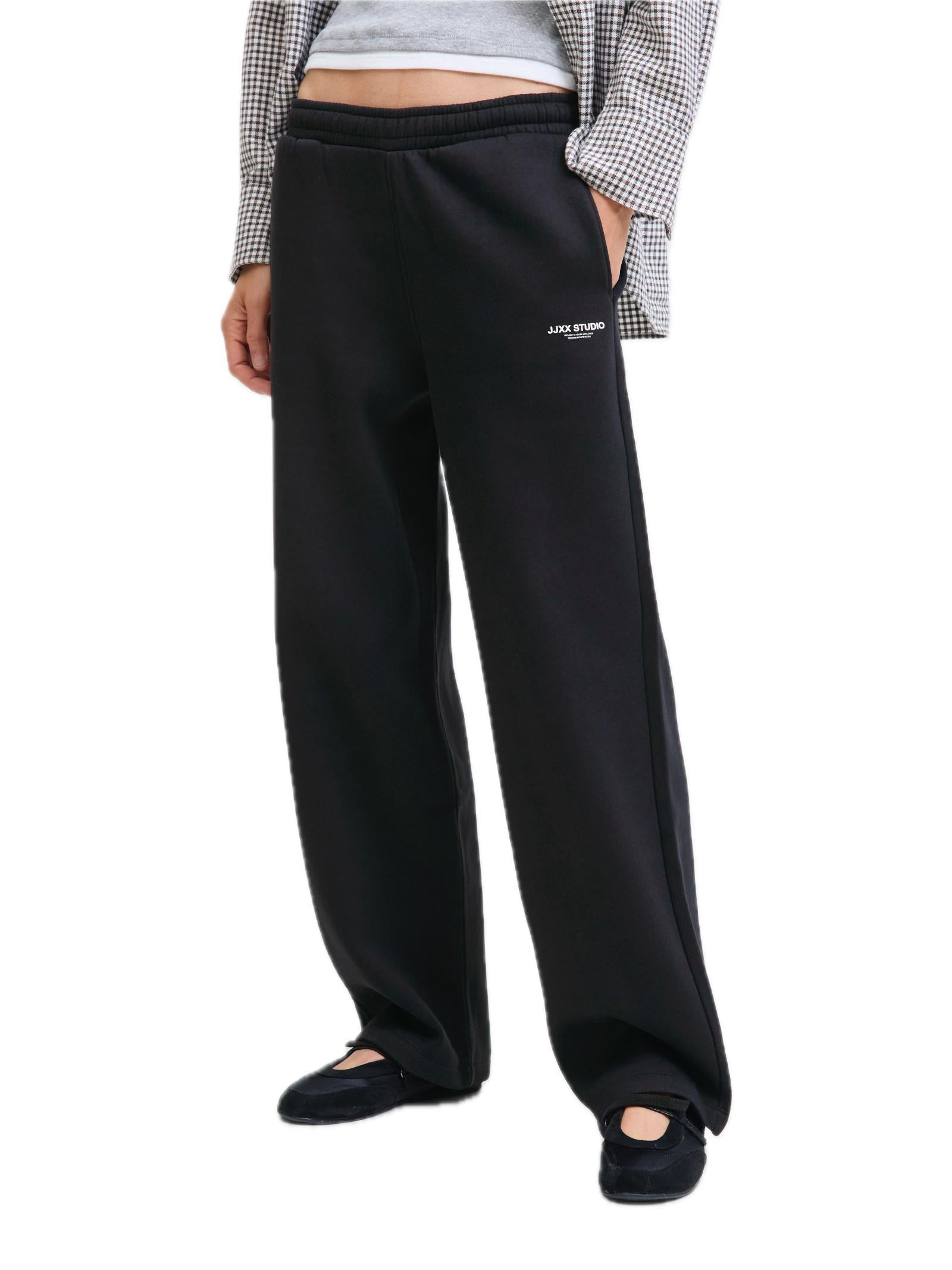 Pantalone JJXX Studio Nero in felpa a palazzo 12280153 /Black JJXX