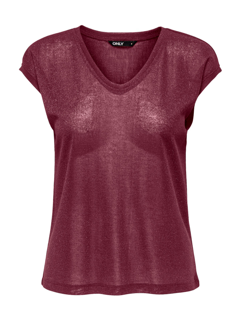 T-Shirt Only Silver Bordeaux in lurex 15136069 /Burgundy ONLY 