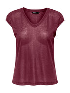 T-Shirt Only Silver Bordeaux in lurex 15136069 /Burgundy ONLY 