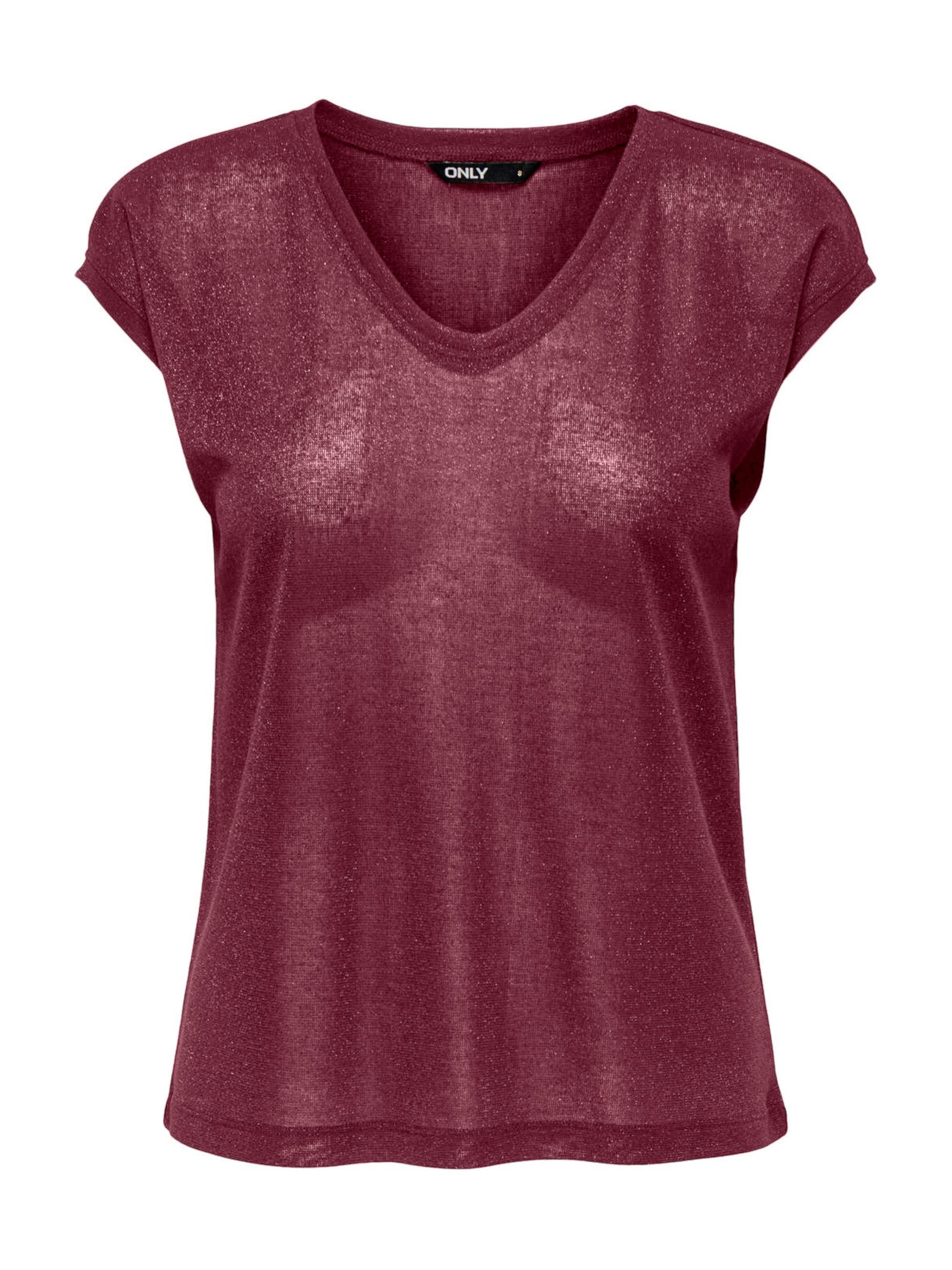 T-Shirt Only Silver Bordeaux in lurex 15136069 /Burgundy ONLY 