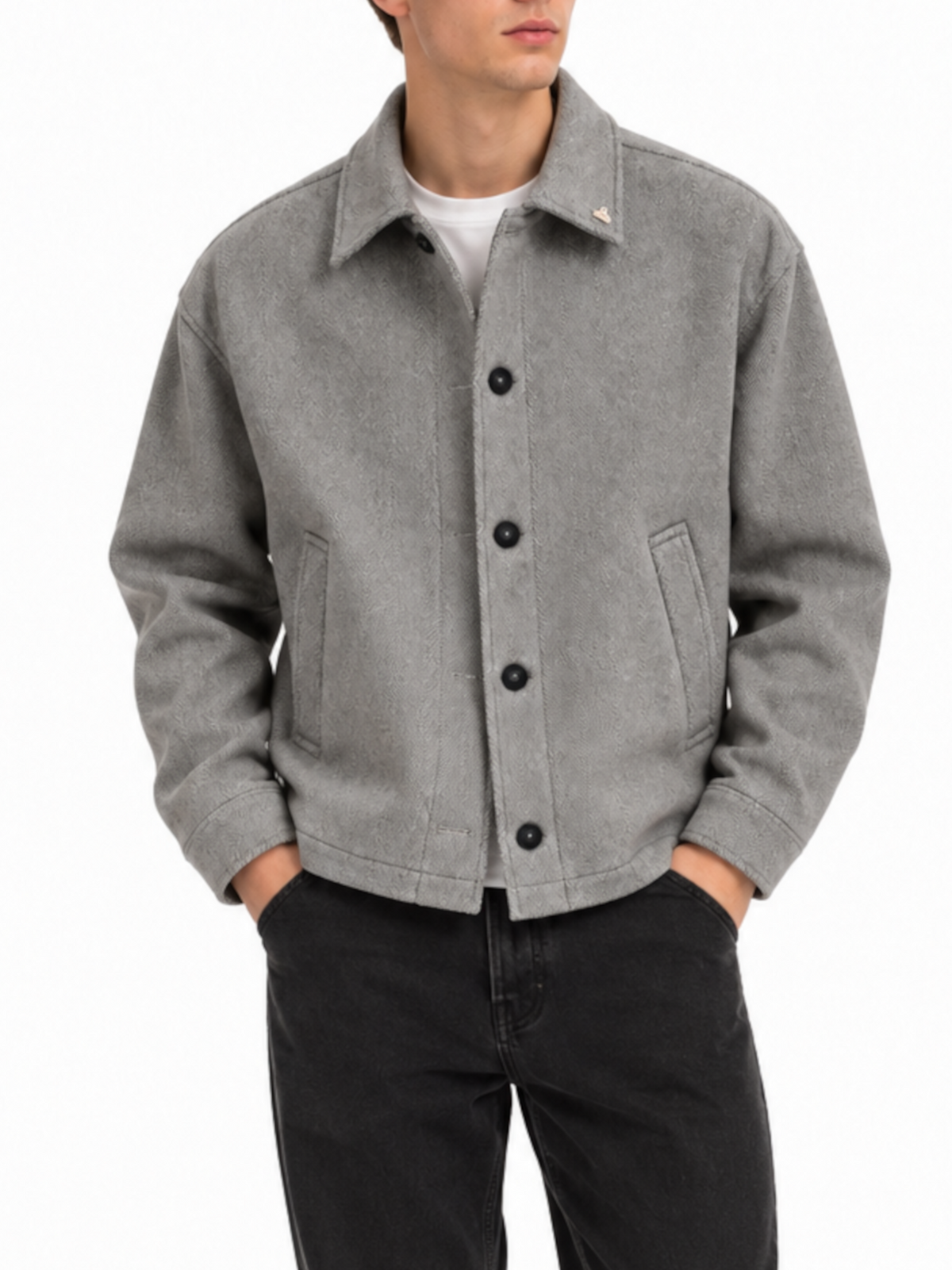 Cappotto Berna Grigio cropped rescato 262039 GRIGIO BERNA 