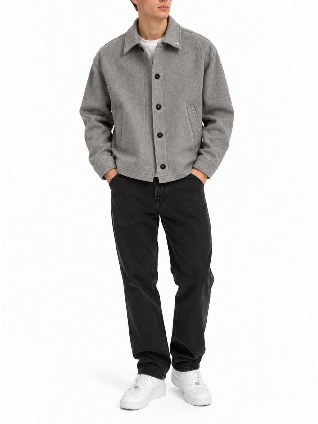 Cappotto Berna Grigio cropped rescato 262039 GRIGIO BERNA 