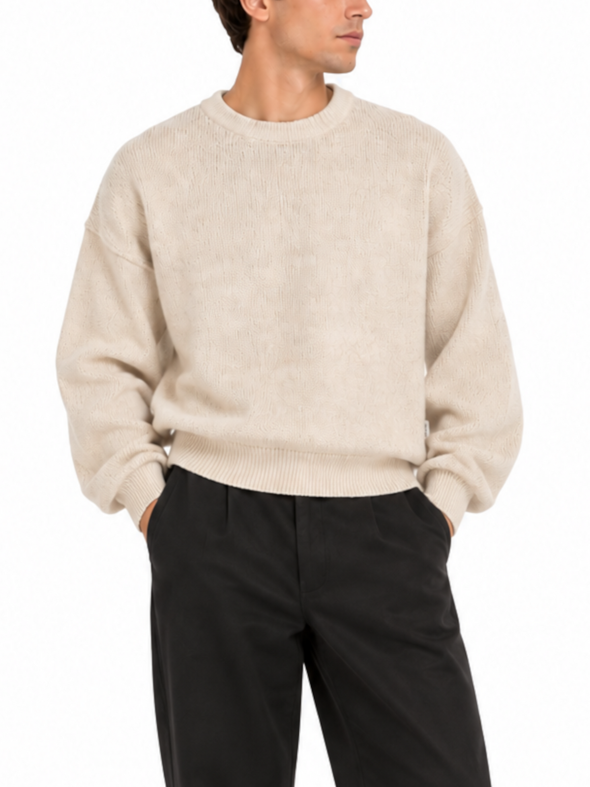 Maglia Berna Panna girocollo cropped 262281 PANNA BERNA 
