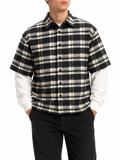 Camicia Berna Nero Bianco con maniche in felpa 262371 NERO BERNA 