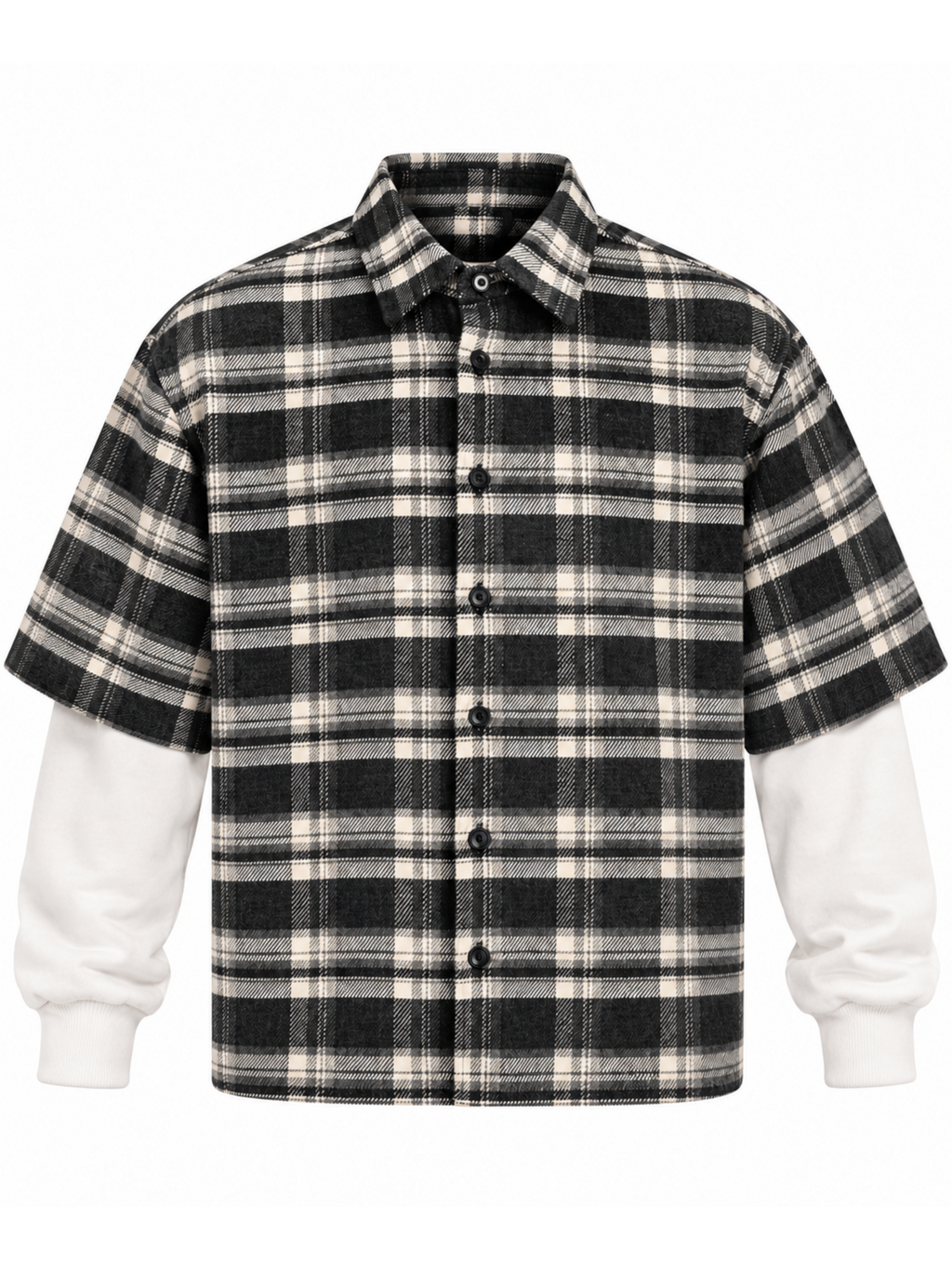 Camicia Berna Nero Bianco con maniche in felpa 262371 NERO BERNA 