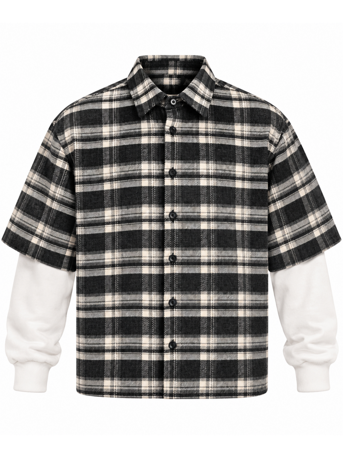 Camicia Berna Nero Bianco con maniche in felpa 262371 NERO BERNA 