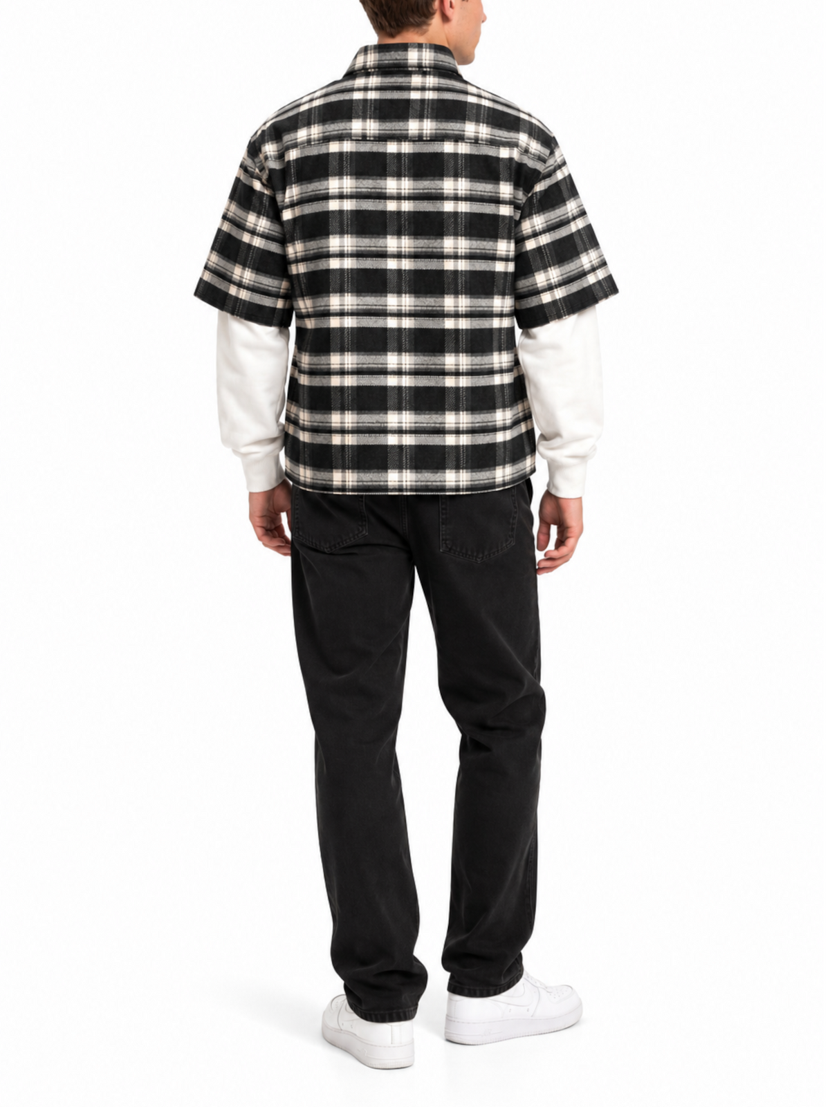 Camicia Berna Nero Bianco con maniche in felpa 262371 NERO BERNA 