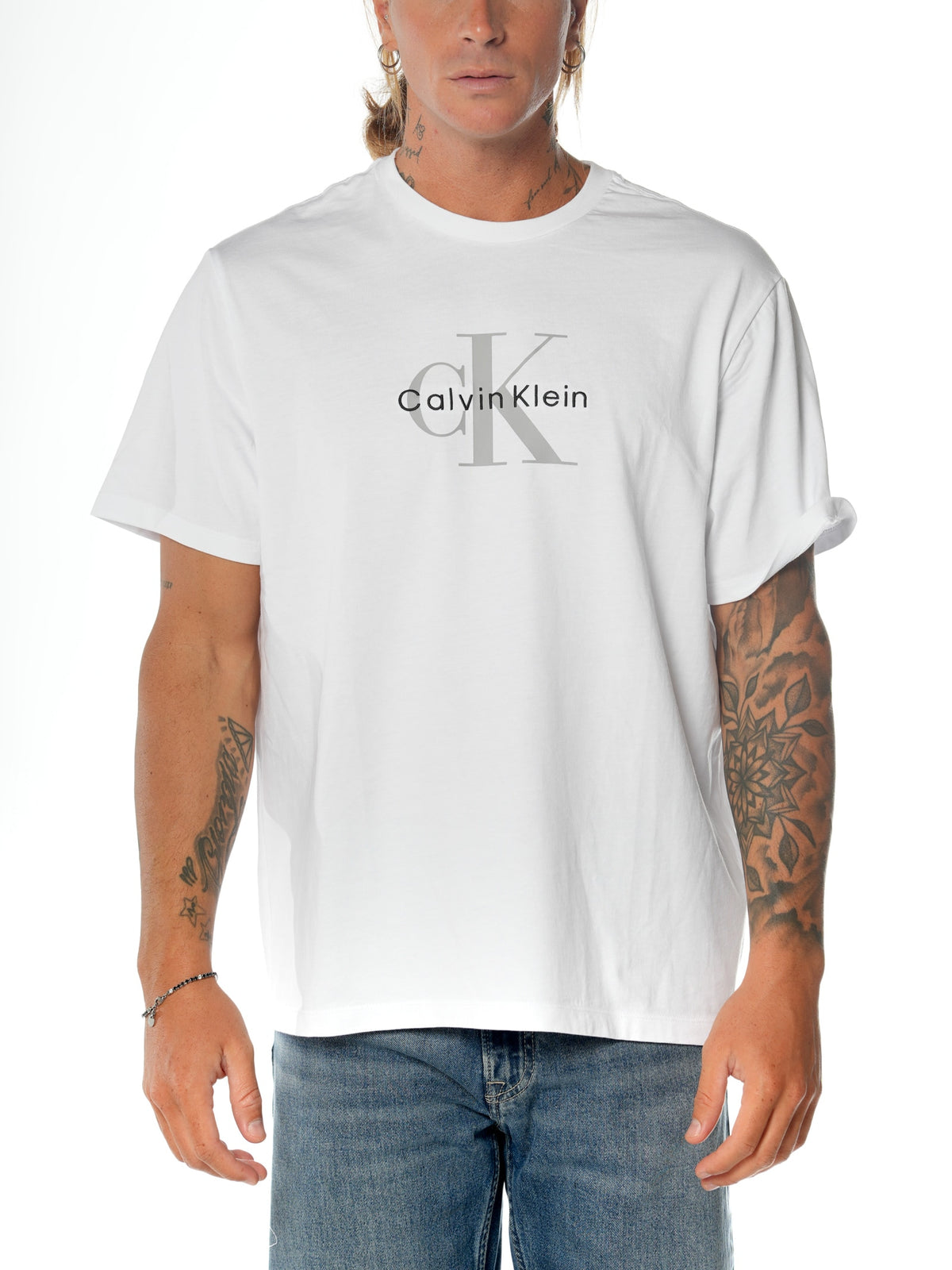 T-shirt Calvin Klein Bianco Monologo LV04RB862G YAA CALVIN KLEIN 