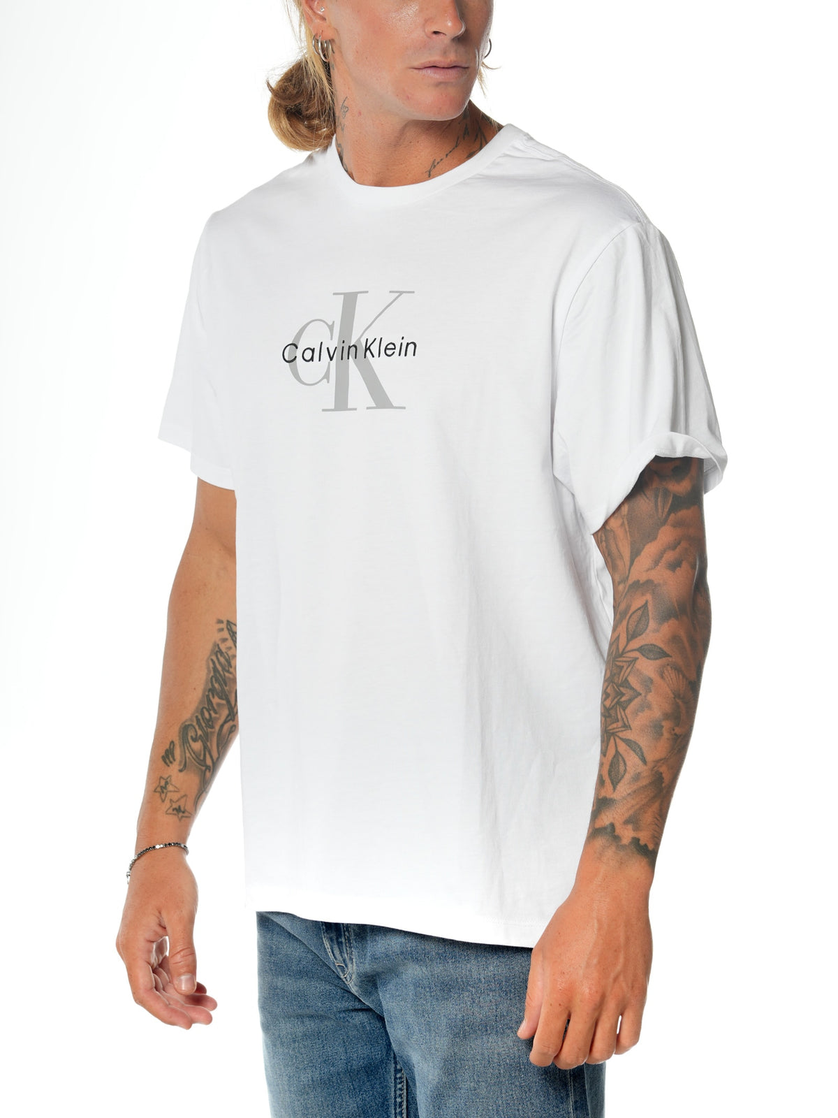T-shirt Calvin Klein Bianco Monologo LV04RB862G YAA CALVIN KLEIN 