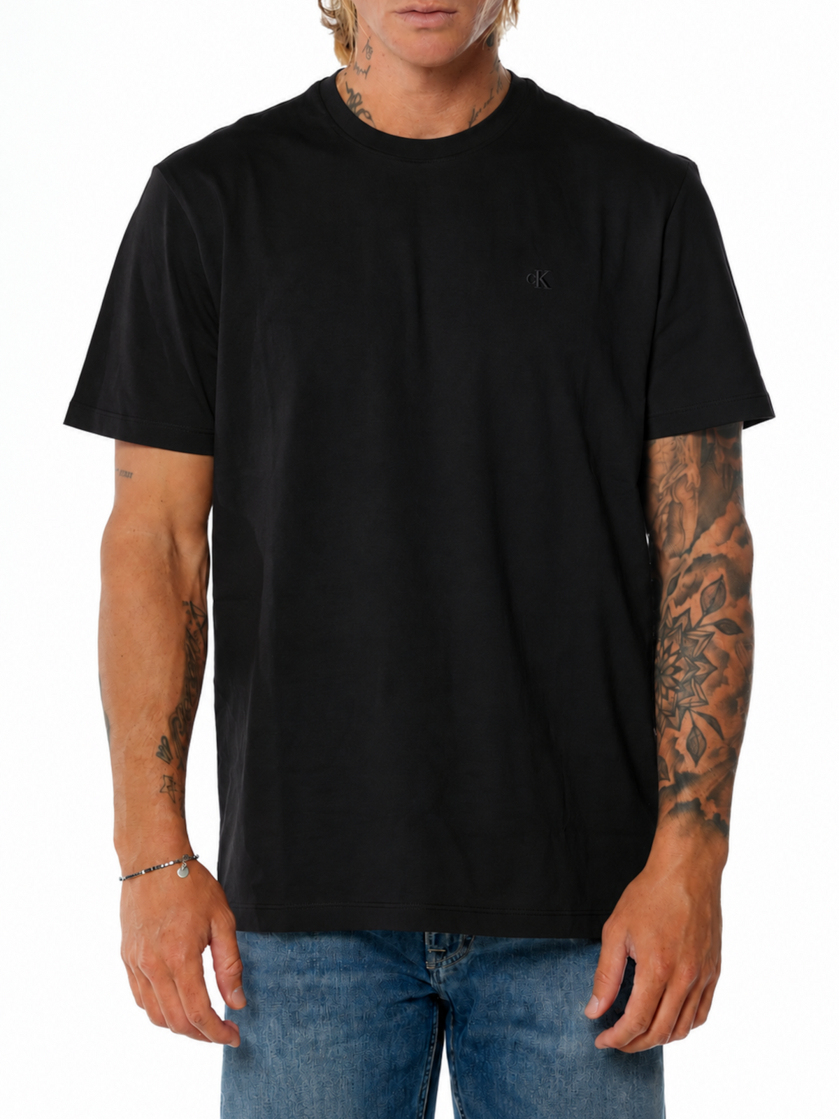 T-shirt Calvin Klein Nero logo ricamato LV04RD254G UB1 CALVIN KLEIN 