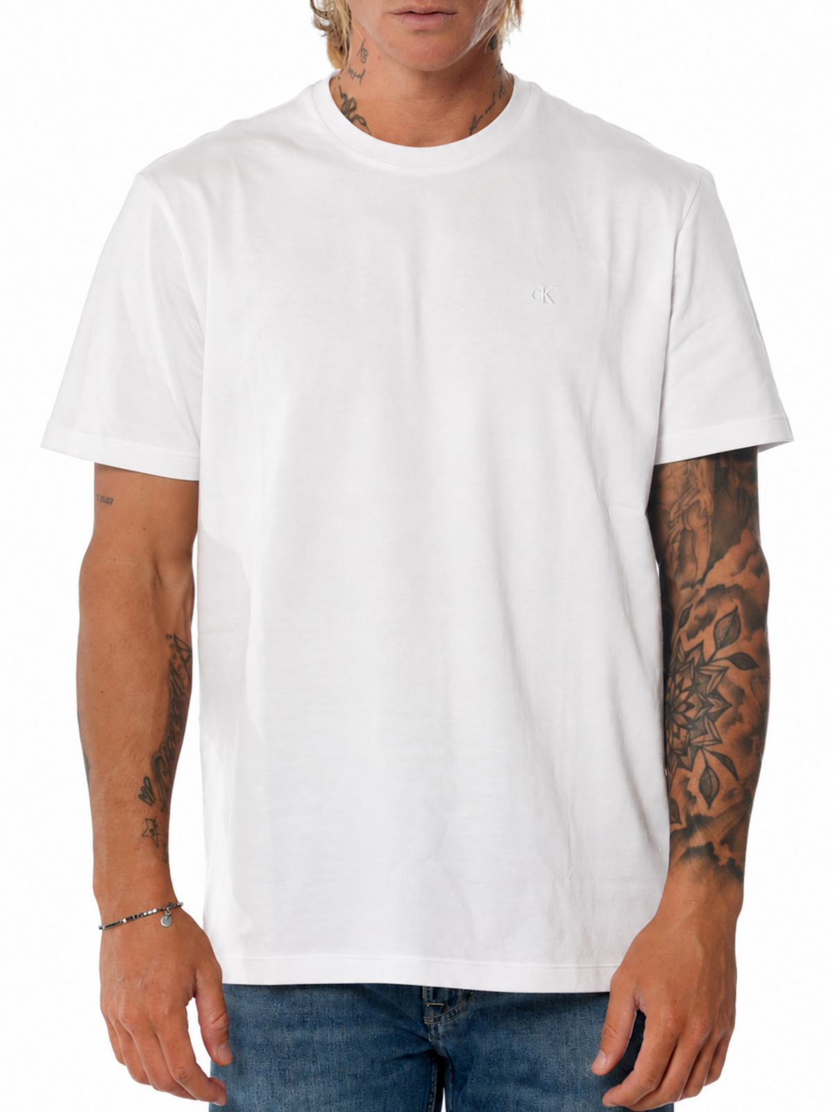 T-shirt Calvin Klein Bianco logo ricamato LV04RD254G YAAF CALVIN KLEIN 