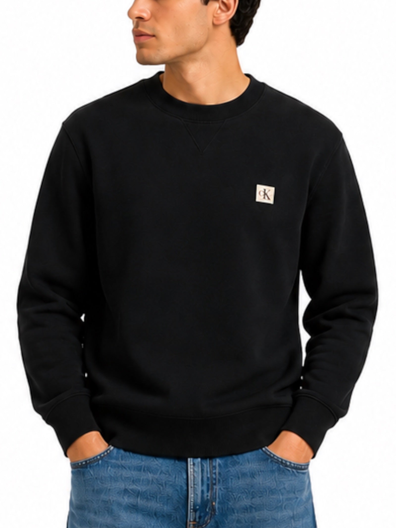 Felpa Calvin Klein badge Nera con logo LV04RG268G UB1 CALVIN KLEIN 