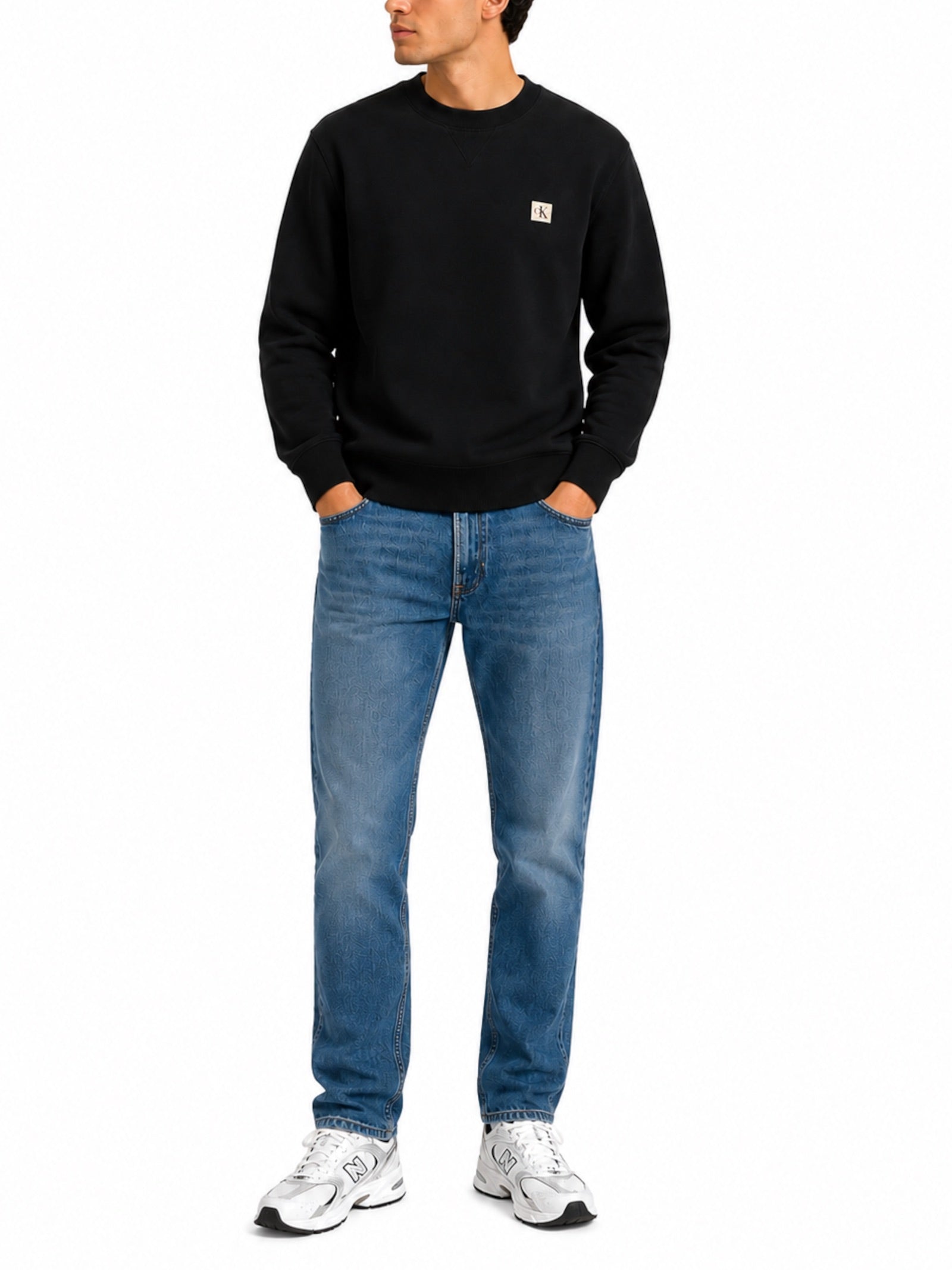 Felpa Calvin Klein badge Nera con logo LV04RG268G UB1 CALVIN KLEIN 