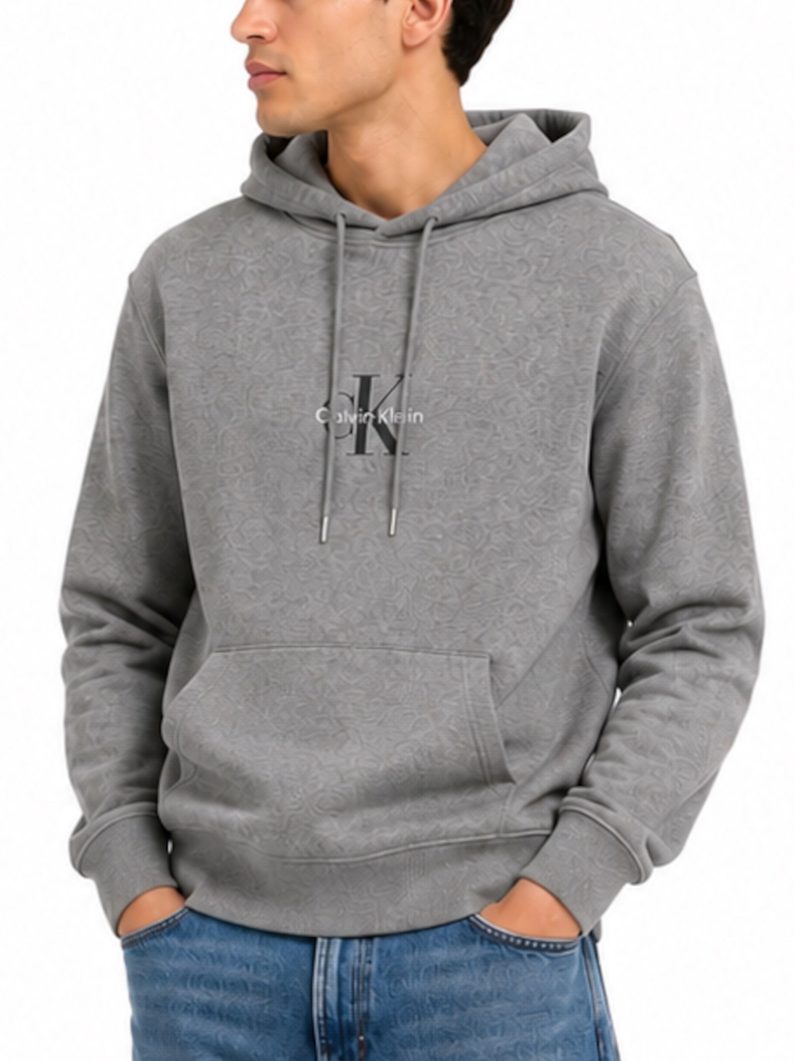 Felpa Calvin Klein monologo Grigio con cappuccio LV04RG279G P7E CALVIN KLEIN 
