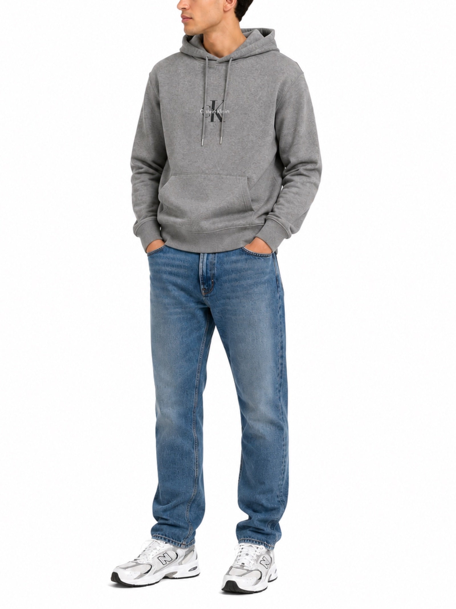 Felpa Calvin Klein monologo Grigio con cappuccio LV04RG279G P7E CALVIN KLEIN 