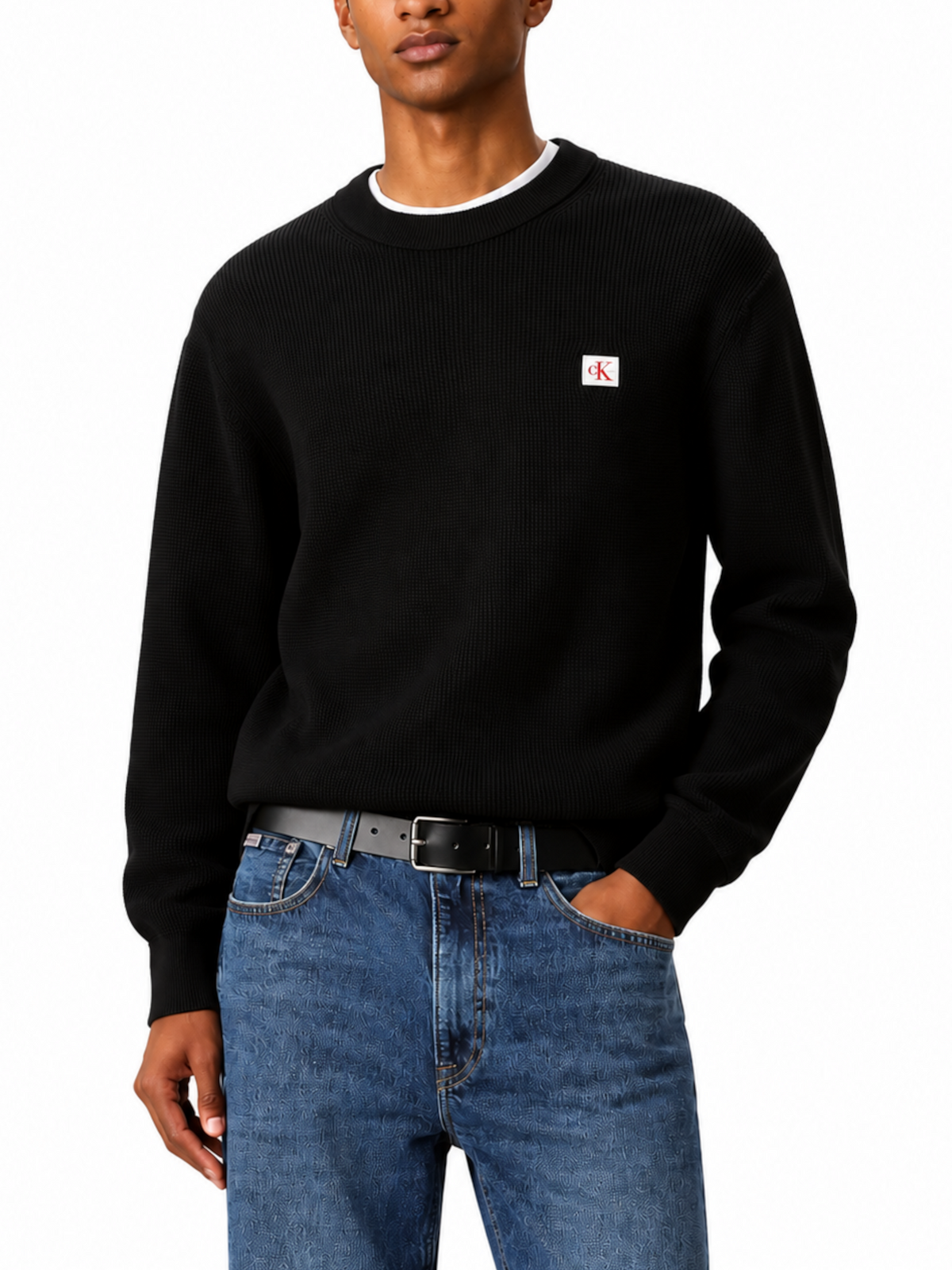 Maglia Calvin Klein Blu Waffle LV04RH326G UB1 CALVIN KLEIN 