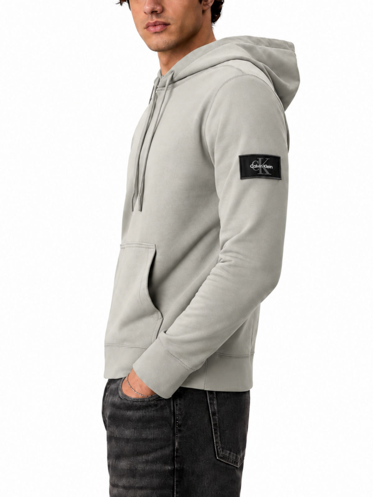 Felpa Calvin Klein Beige Badge cappuccio LV04RJ201G PDJ CALVIN KLEIN 