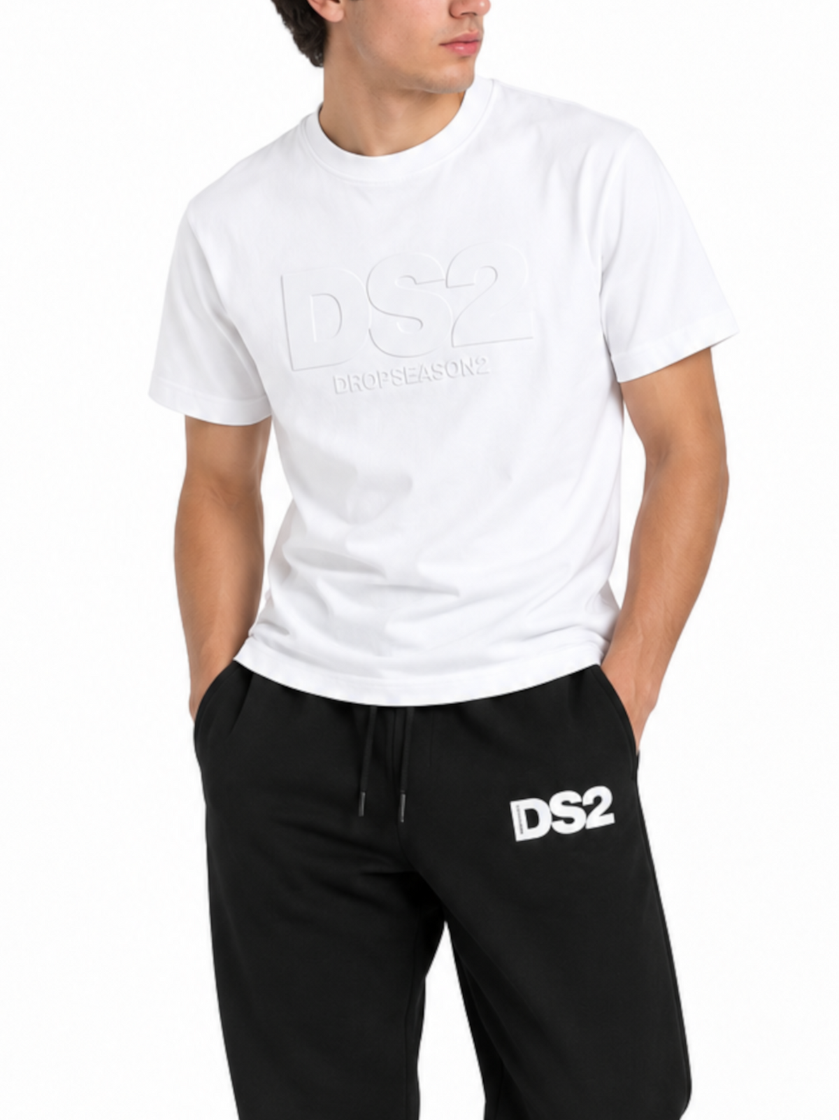 T-shirt DS2 Bianco logo rilievo F62A304 BIANCO DS2 
