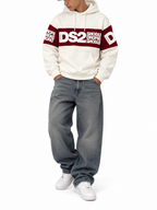 Felpa DS2 Bianco Bordeaux Banda cappuccio F62A368 BIANCO DS2 