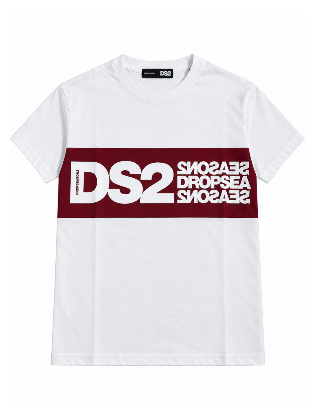 T-shirt DS2 Bianco Bordeaux con maxi stampa F62A370 BIANCO DS2 