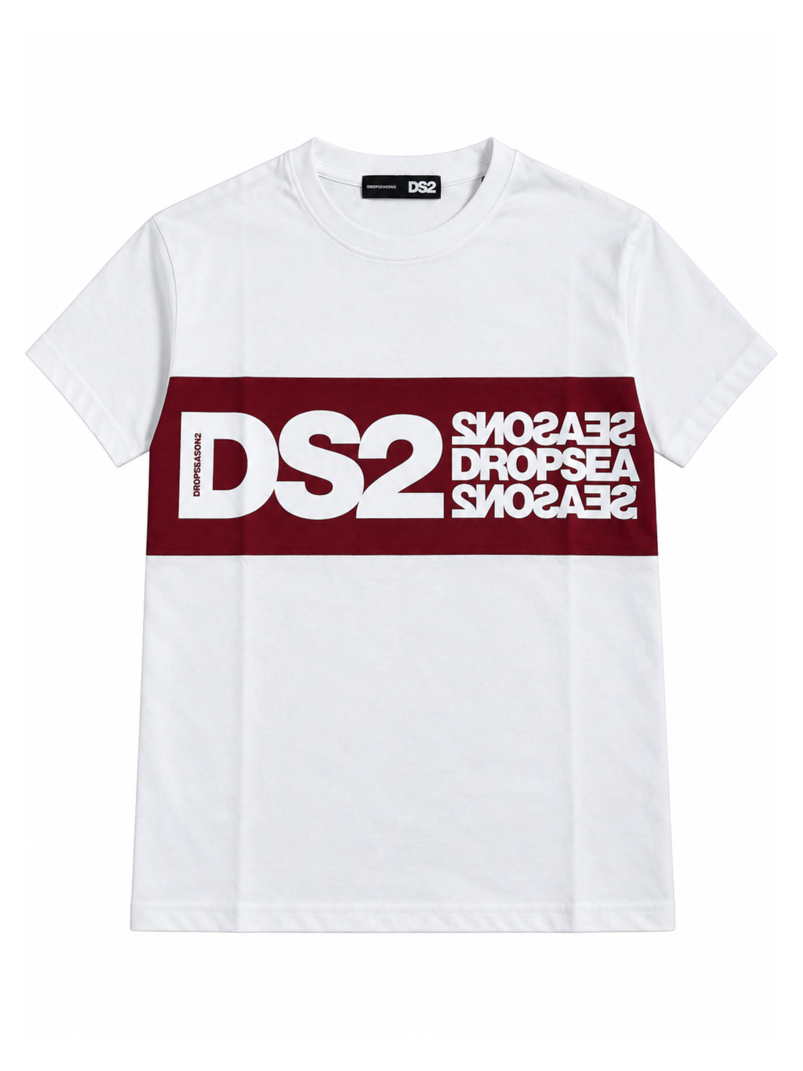 T-shirt DS2 Bianco Bordeaux con maxi stampa F62A370 BIANCO DS2 