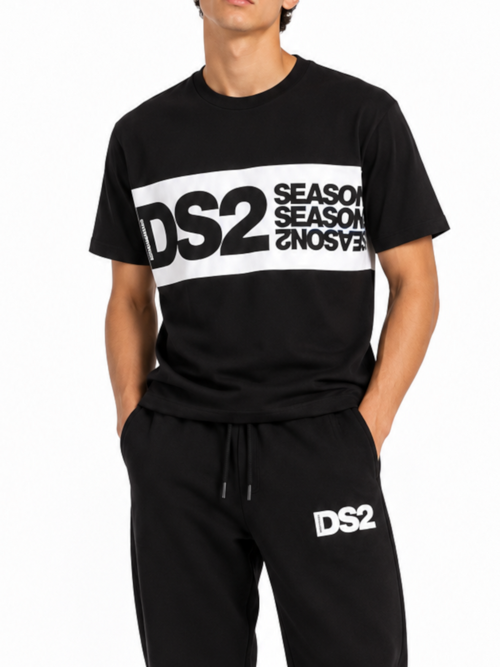 T-shirt DS2 Nero Bianco con maxi stampa F62A370 NERO DS2 