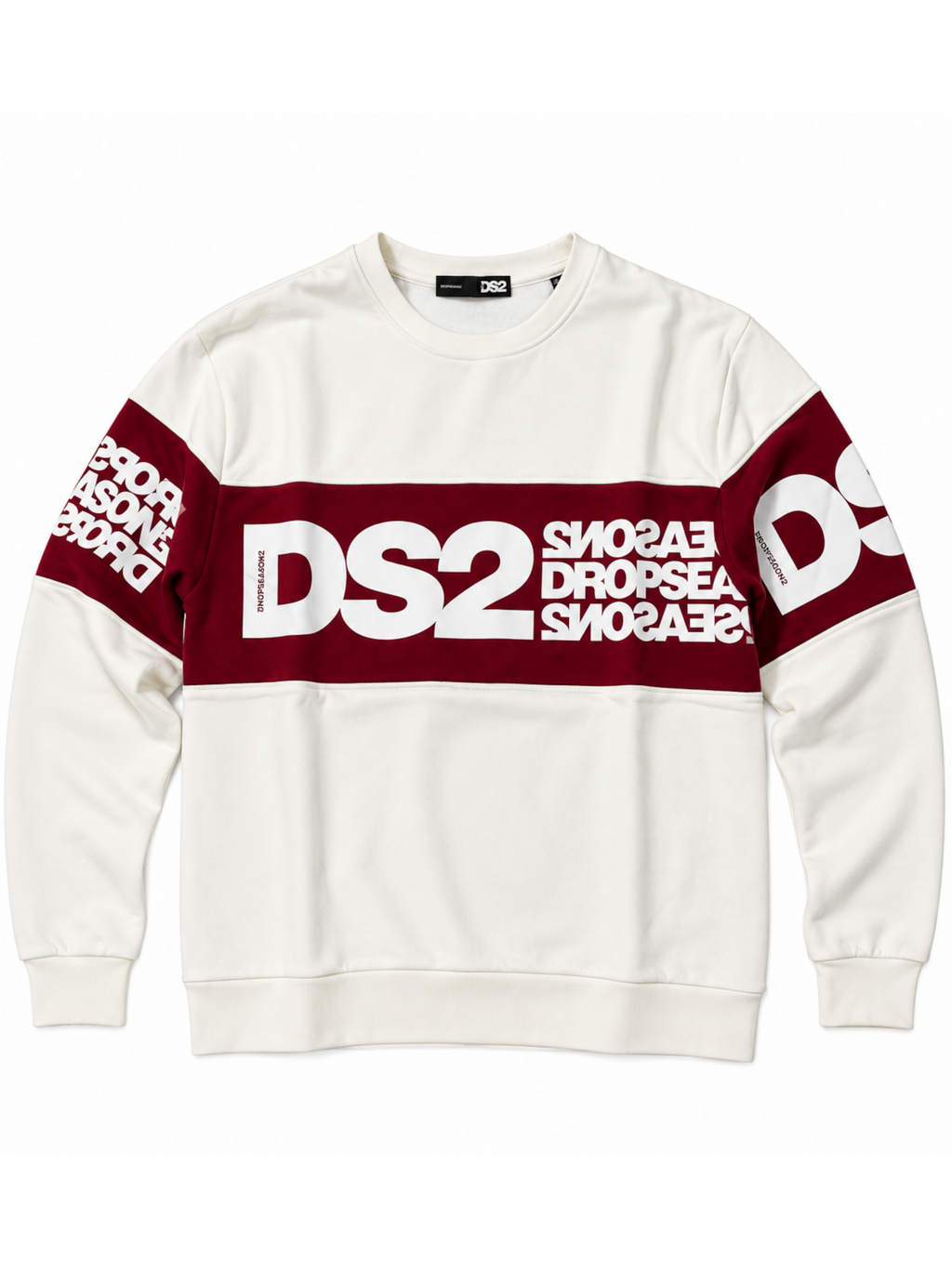 Felpa DS2 Bianco Bordeaux Banda girocollo F62A371 BIANCO DS2 