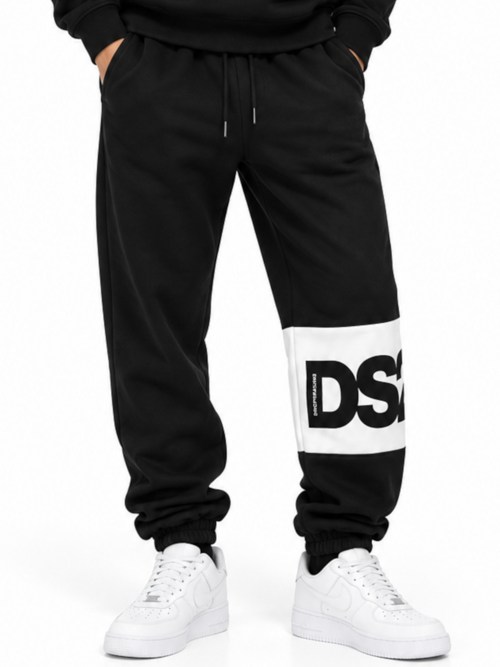 Pantalone DS2 Nero Bianco Banda in felpa F62A372 NERO DS2 