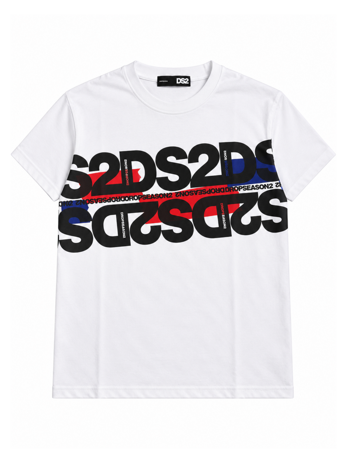 T-shirt DS2 Bianco con stampa diagonal F62A376 BIANCO DS2 