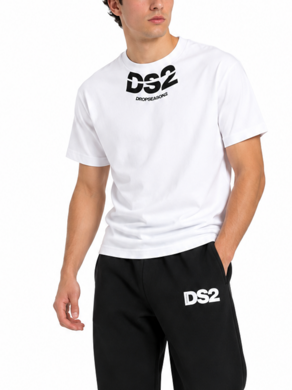 T-shirt DS2 Bianco logo collo F62A389 BIANCO DS2 