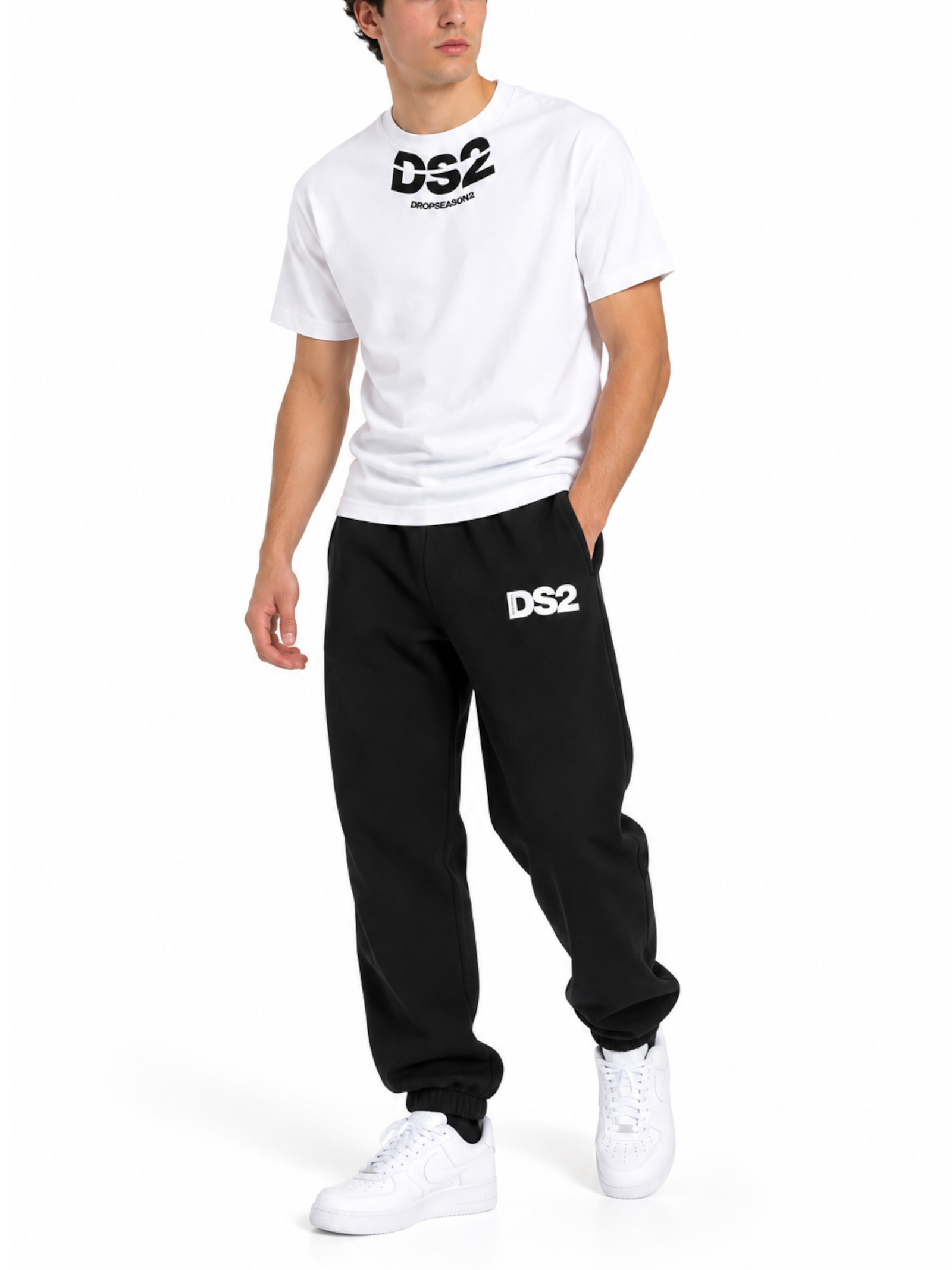 T-shirt DS2 Bianco logo collo F62A389 BIANCO DS2 