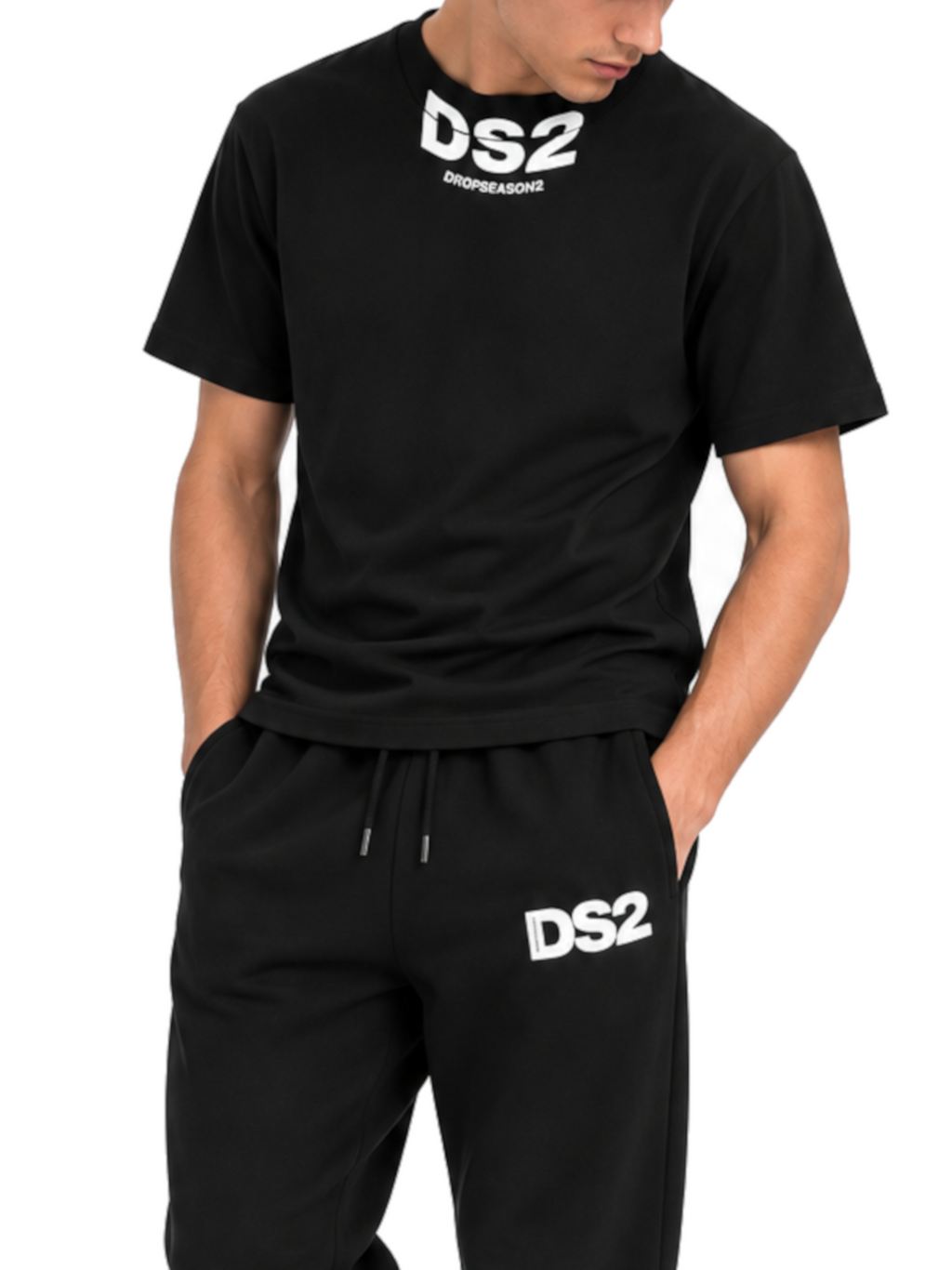T-shirt DS2 Nero logo collo F62A389 NERO DS2 