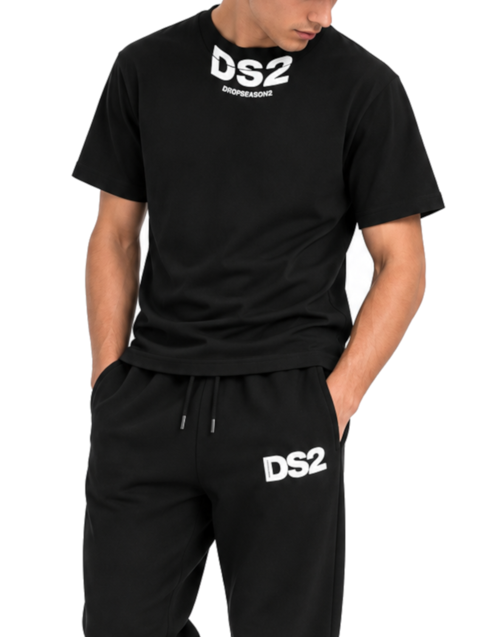 T-shirt DS2 Nero logo collo F62A389 NERO DS2 