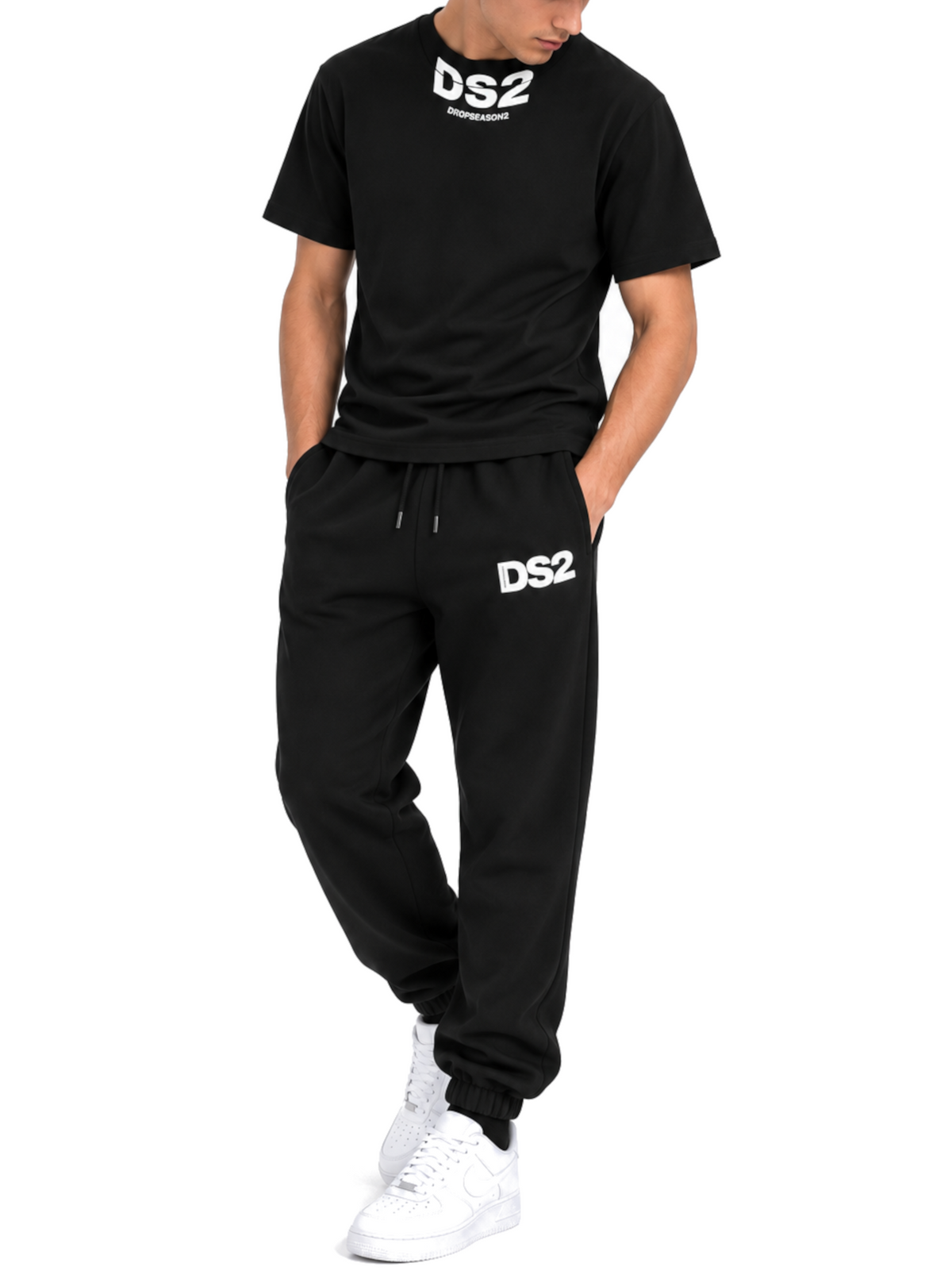 T-shirt DS2 Nero logo collo F62A389 NERO DS2 