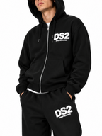 Felpa DS2 Nero Logo con zip e cappuccio F62A390 NERO DS2 