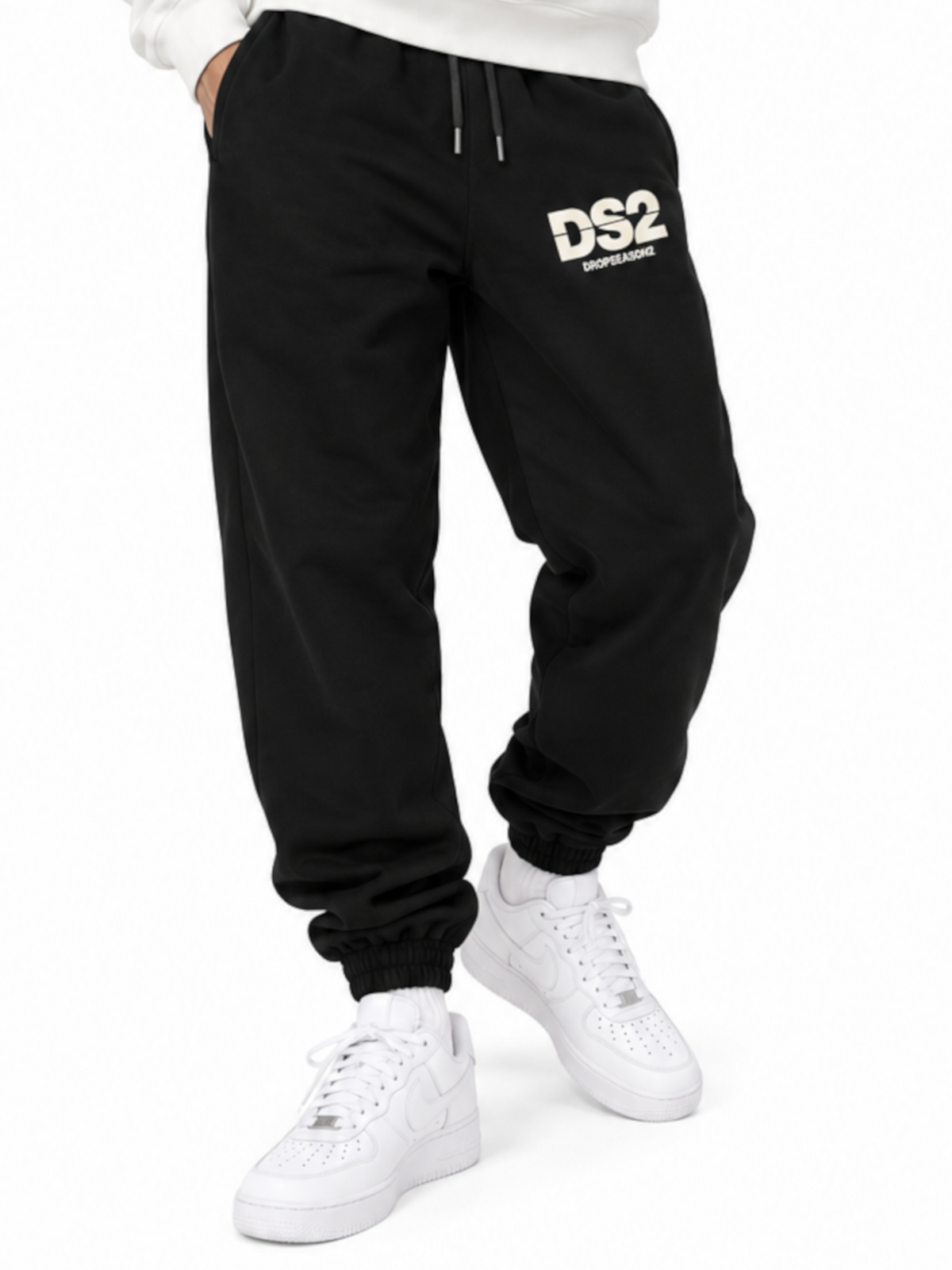 Pantalone DS2 Nero Logo gommato in felpa F62A391 NERO DS2 