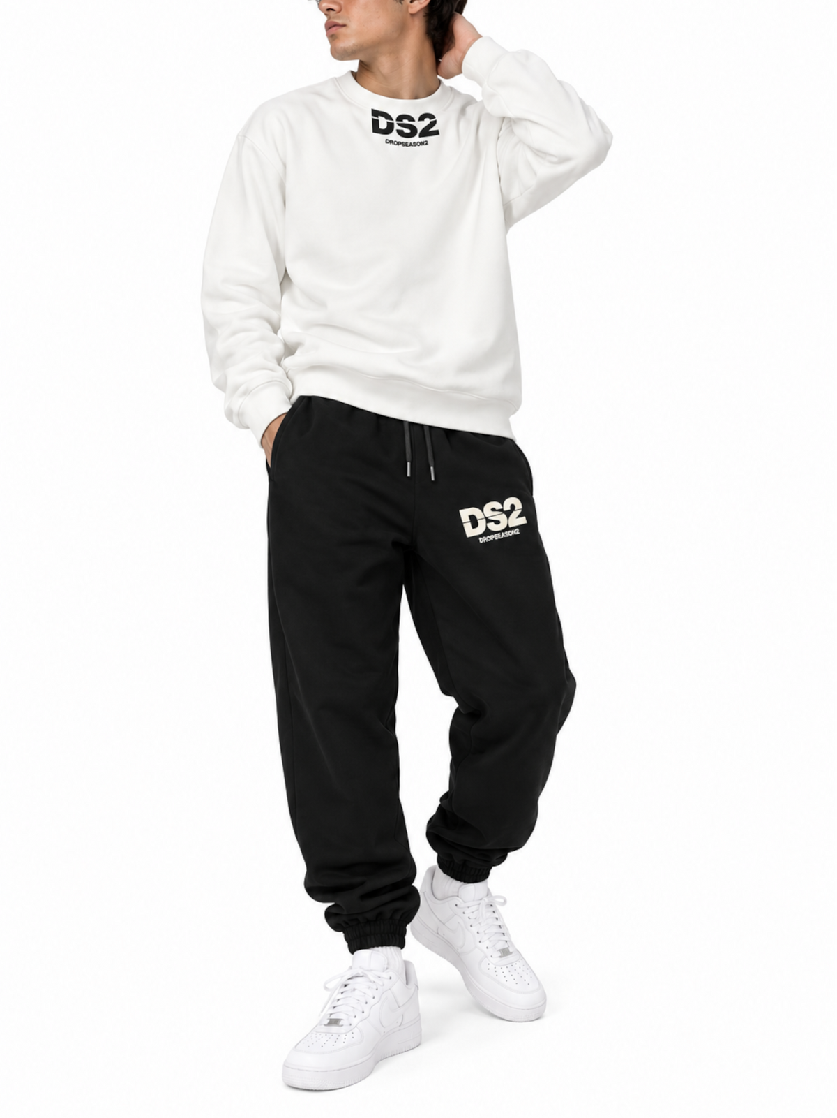 Pantalone DS2 Nero Logo gommato in felpa F62A391 NERO DS2 