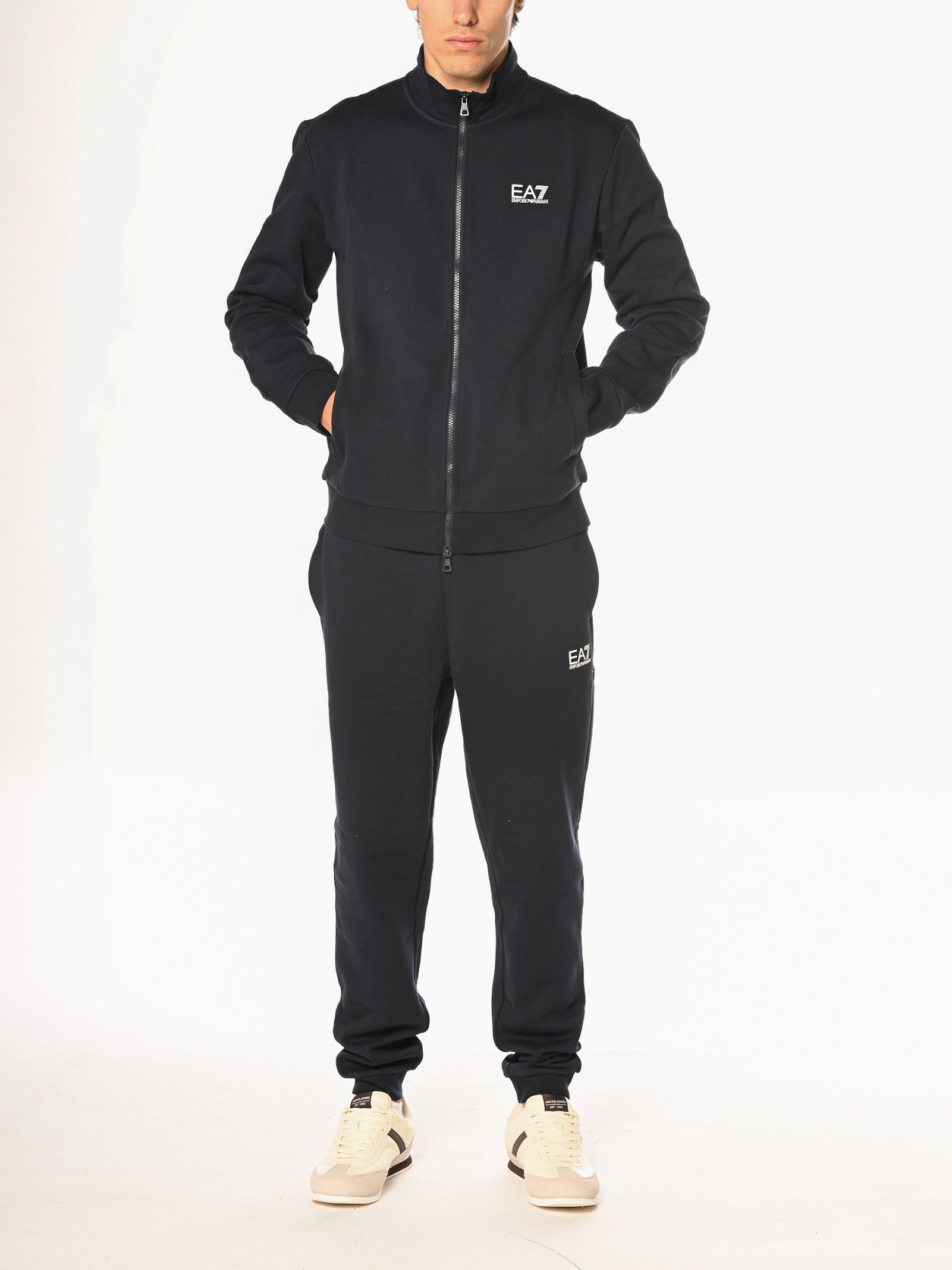 Felpa Emporio Armani Nero train core con zip 8NPM36 1200 EA7 